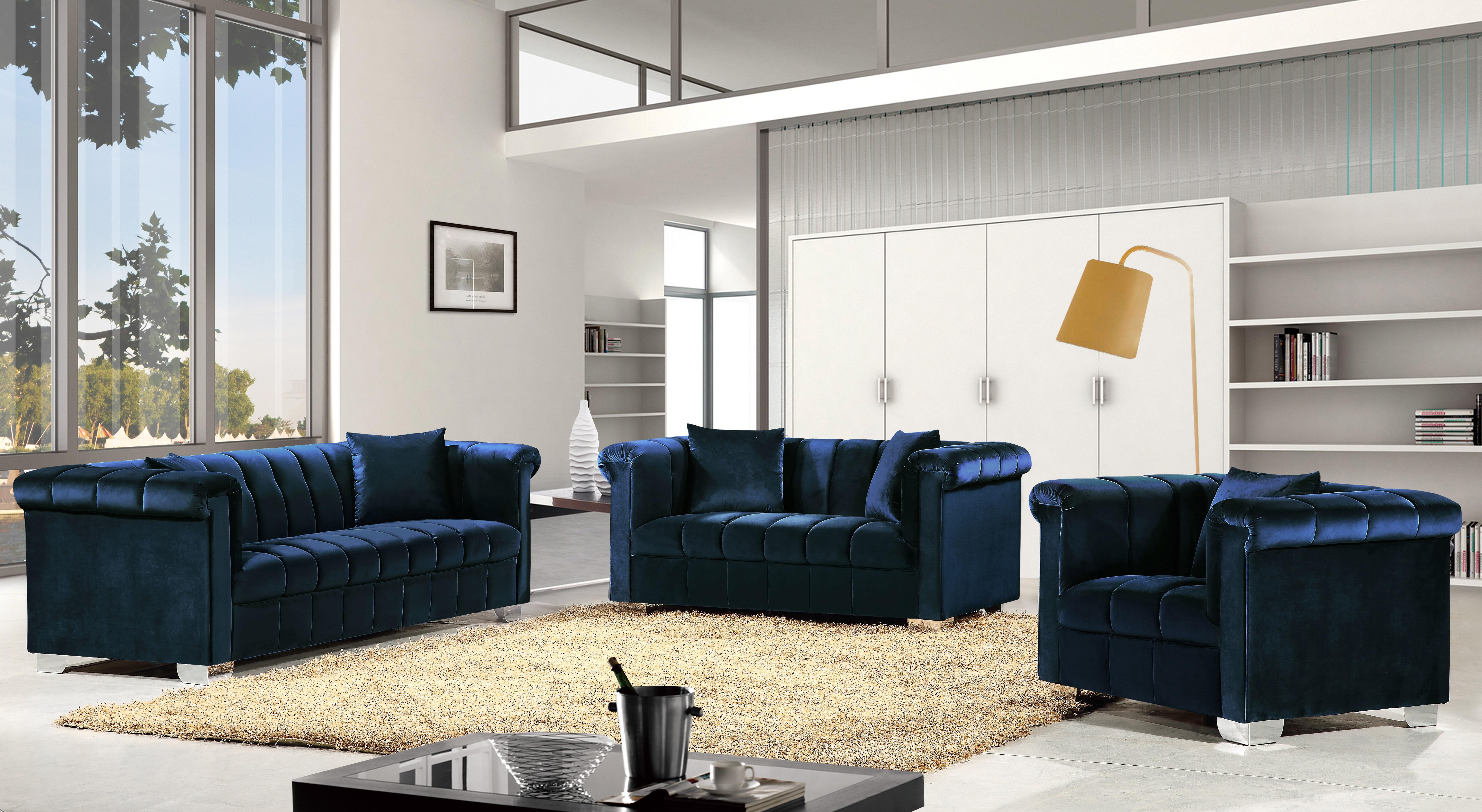 Kayla Navy Velvet Loveseat - Luxe Home Furnishings (Jersey City, NJ)