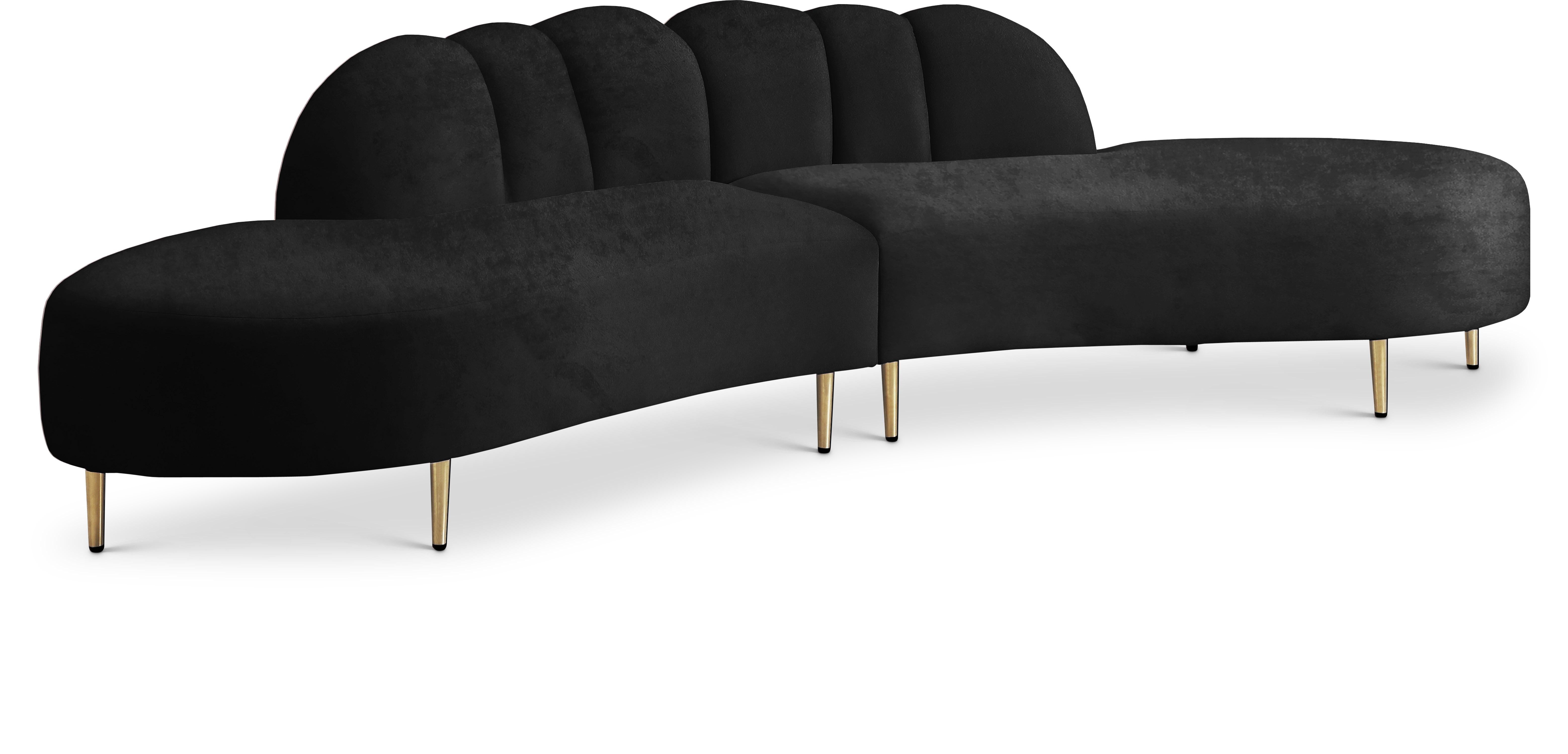 Divine Black Velvet 2pc. Sectional - Luxe Home Furnishings (Jersey City, NJ)