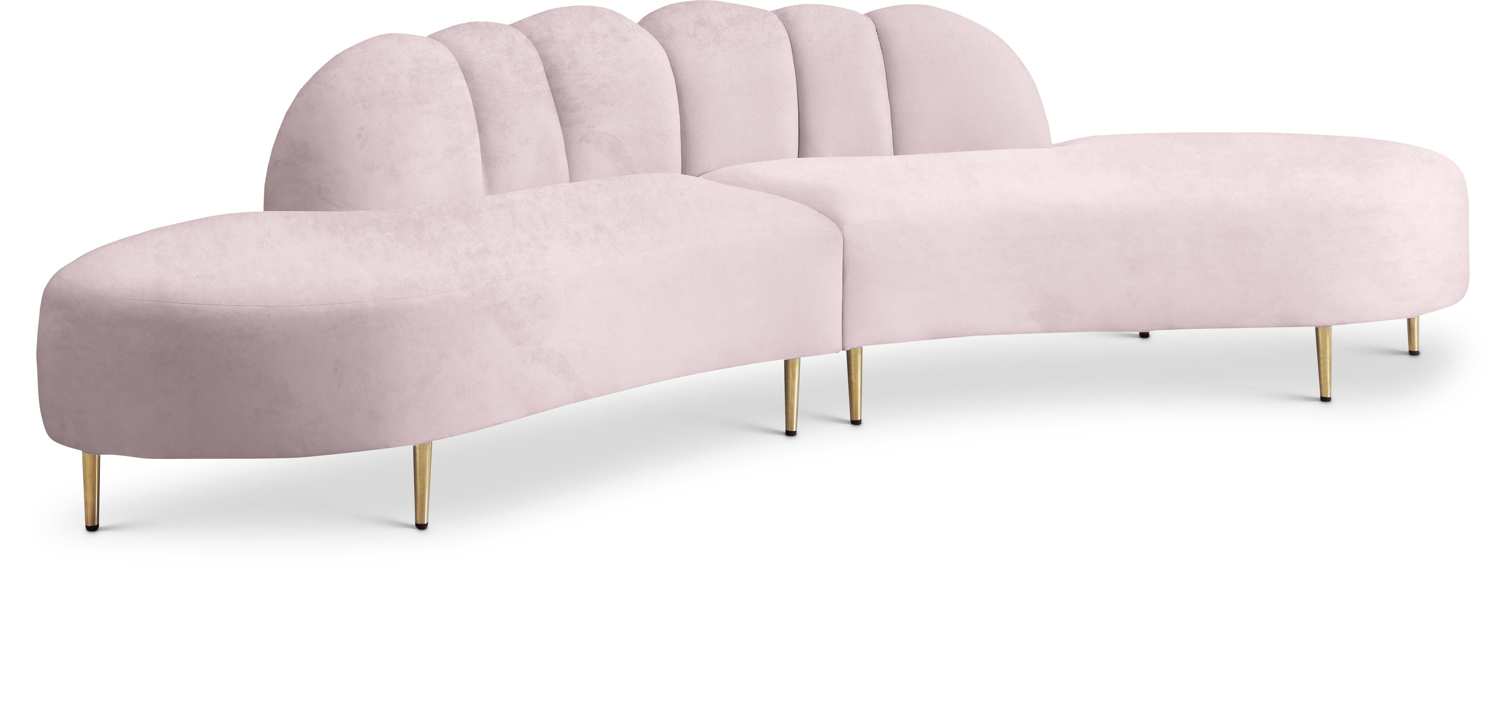 Divine Pink Velvet 2pc. Sectional - Luxe Home Furnishings (Jersey City, NJ)