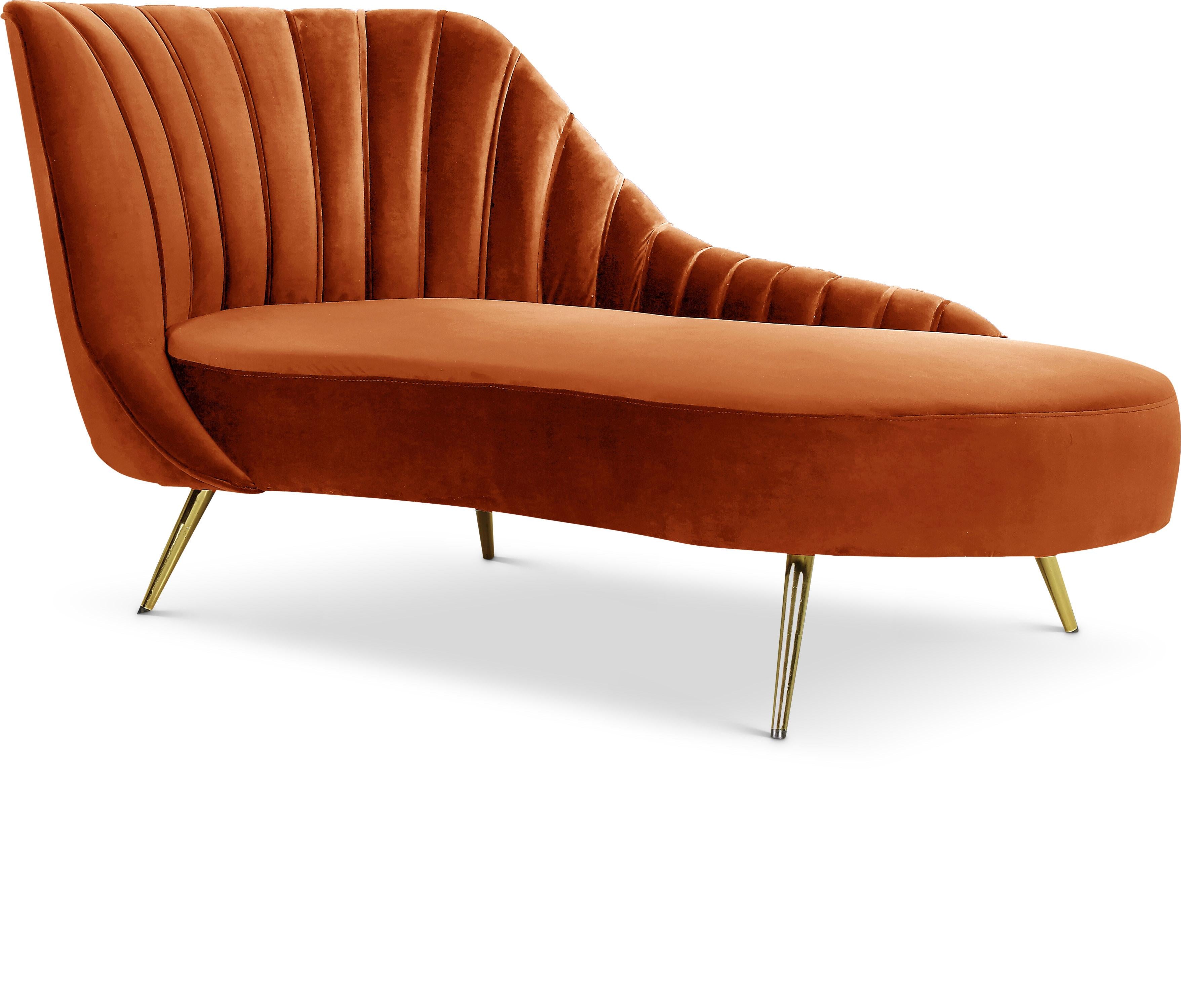 Margo Cognac Velvet Chaise - Luxe Home Furnishings (Jersey City, NJ)