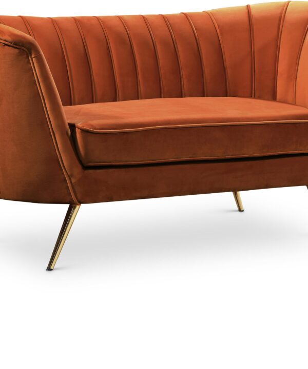 Margo Cognac Velvet Loveseat - Luxe Home Furnishings (Jersey City, NJ)