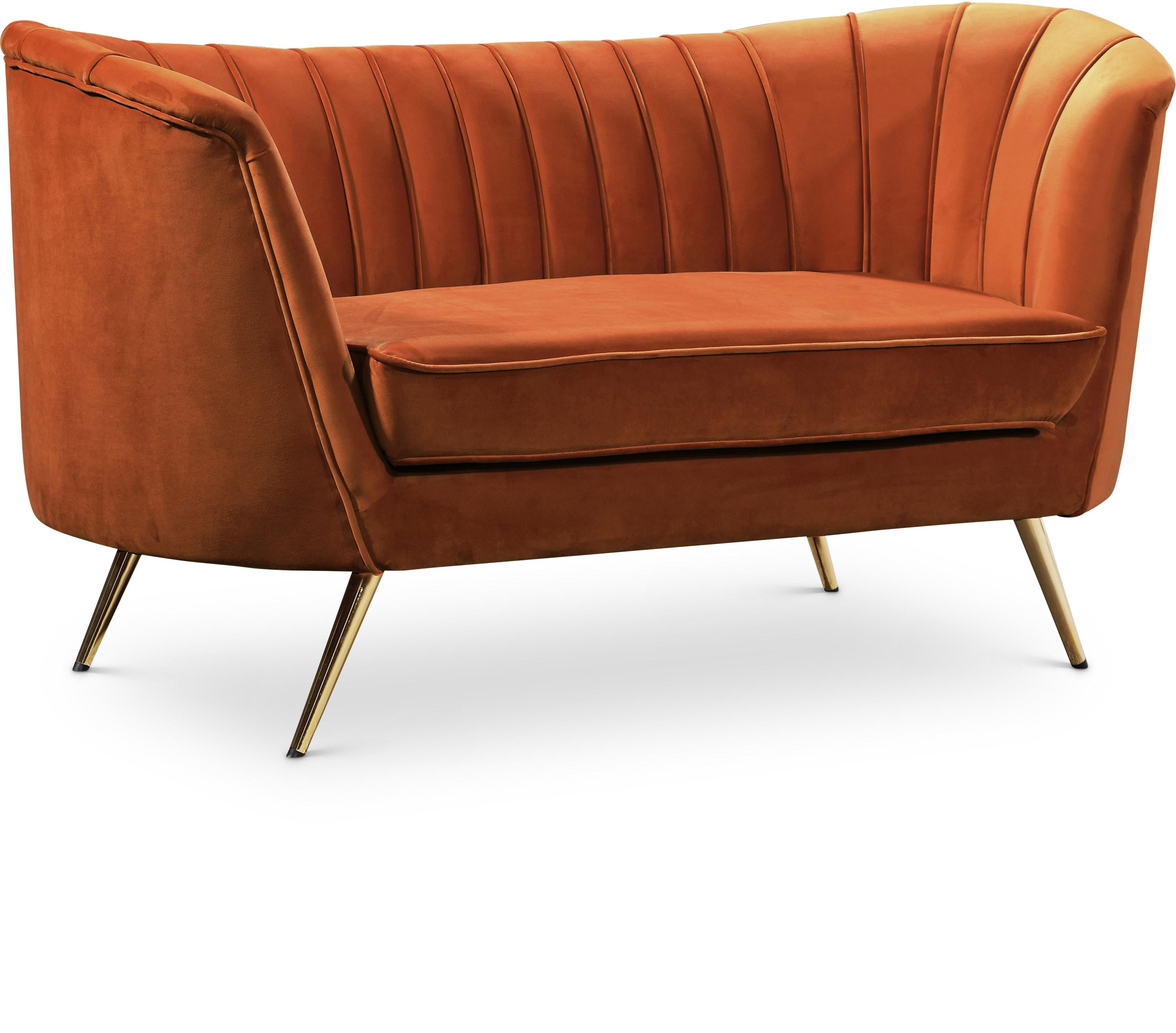 Margo Cognac Velvet Loveseat - Luxe Home Furnishings (Jersey City, NJ)