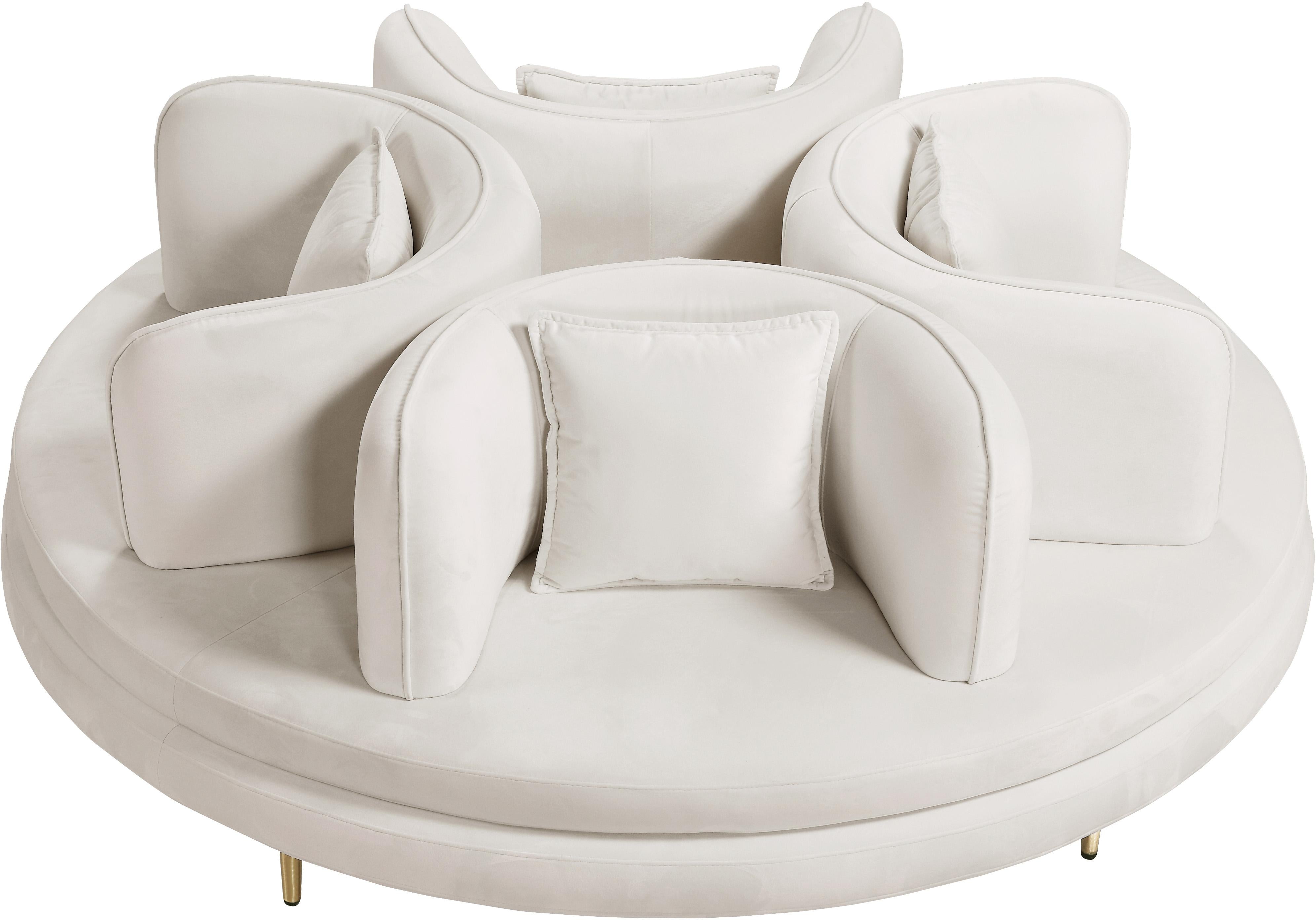 Circlet Cream Velvet Round Sofa Settee - Luxe Home Furnishings (Jersey City, NJ)