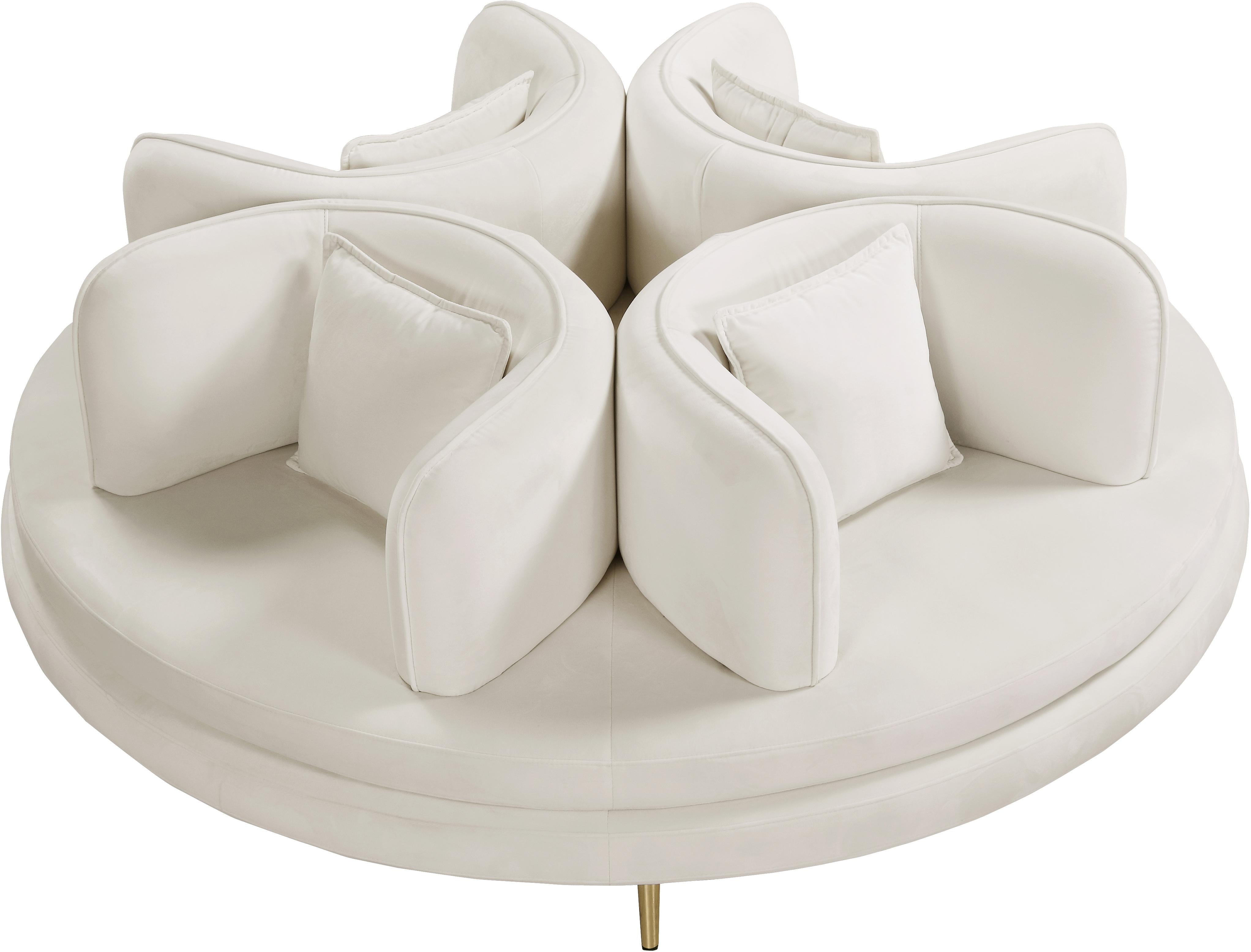 Circlet Cream Velvet Round Sofa Settee - Luxe Home Furnishings (Jersey City, NJ)