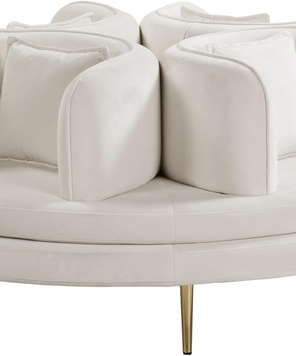 Circlet Cream Velvet Round Sofa Settee - Luxe Home Furnishings (Jersey City, NJ)