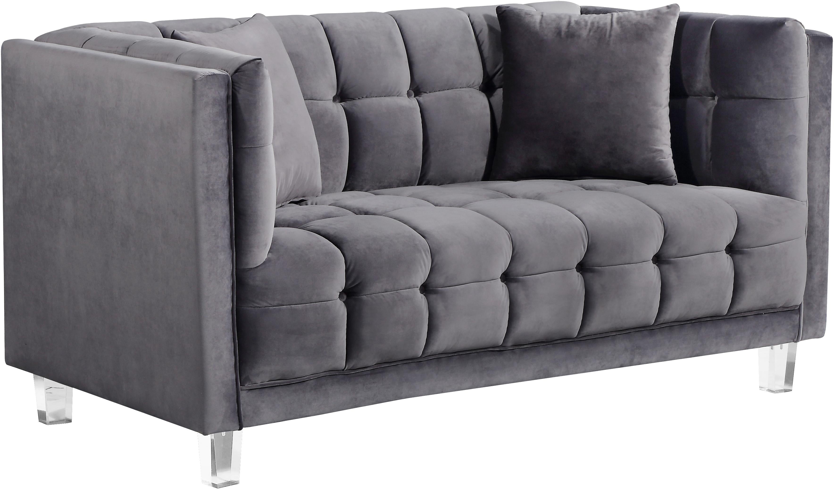 Mariel Grey Velvet Loveseat - Luxe Home Furnishings (Jersey City, NJ)