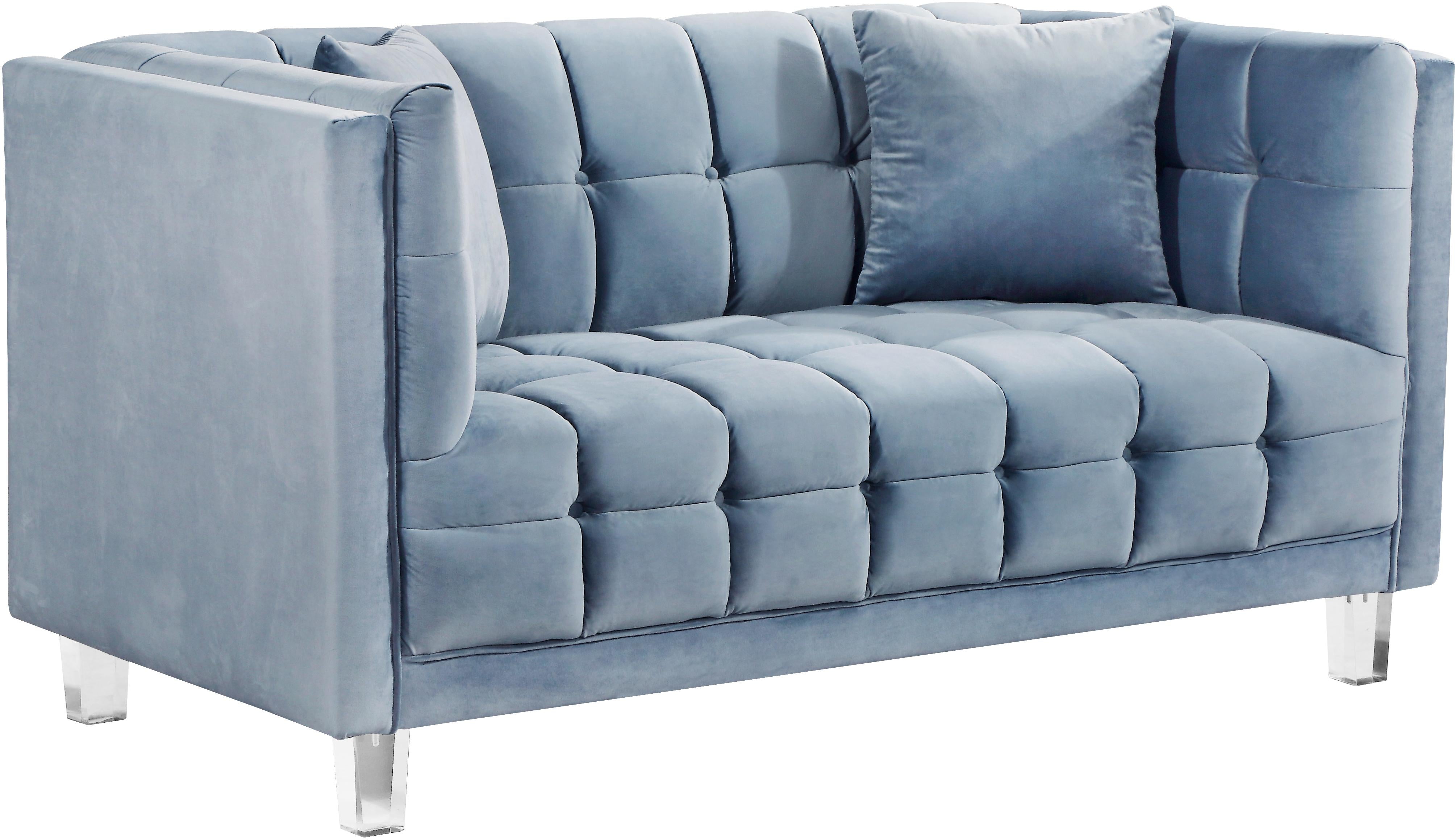 Mariel Sky Blue Velvet Loveseat - Luxe Home Furnishings (Jersey City, NJ)