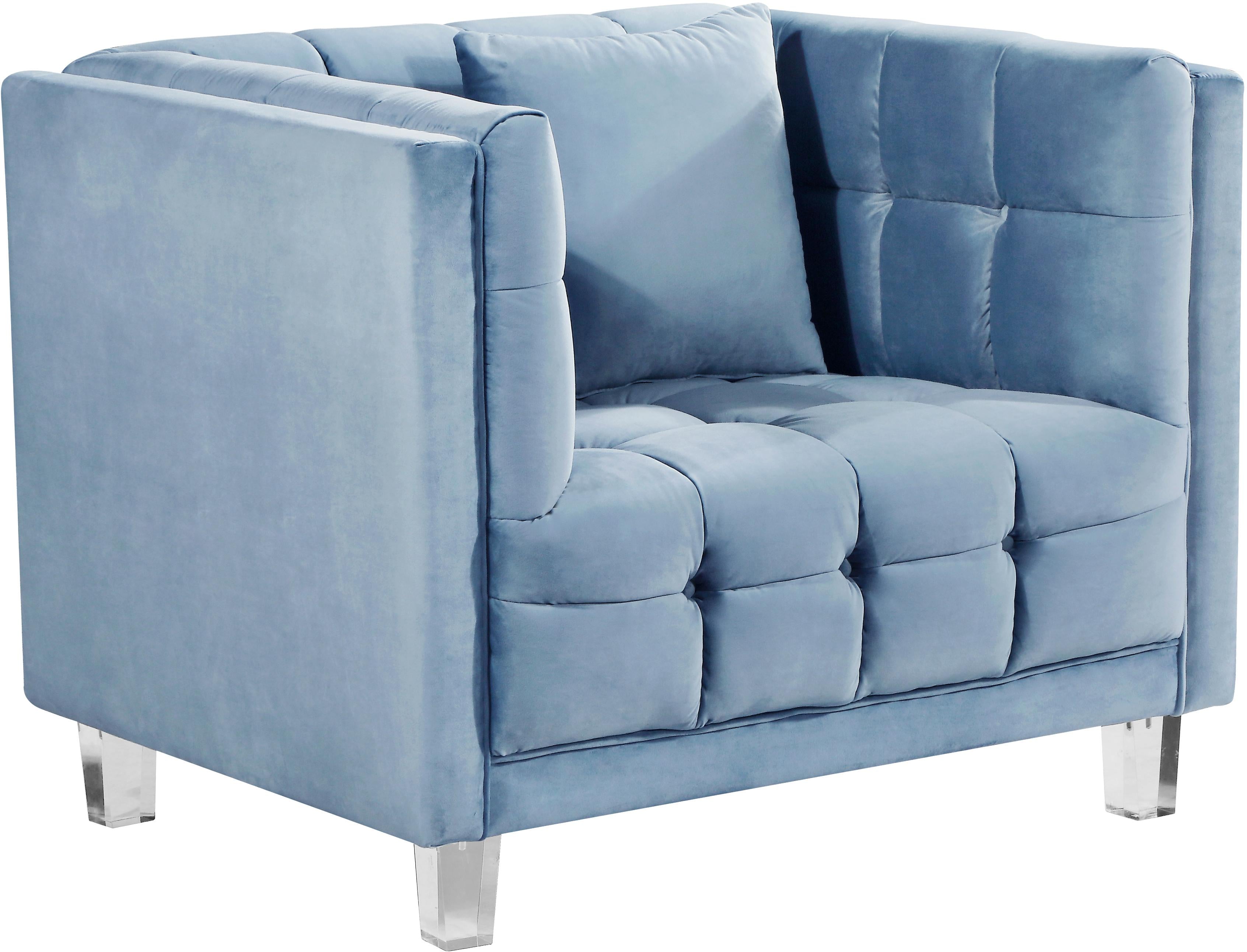 Mariel Sky Blue Velvet Chair - Luxe Home Furnishings (Jersey City, NJ)