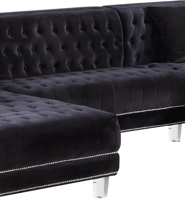 Moda Black Velvet 3pc. Sectional - Luxe Home Furnishings (Jersey City, NJ)