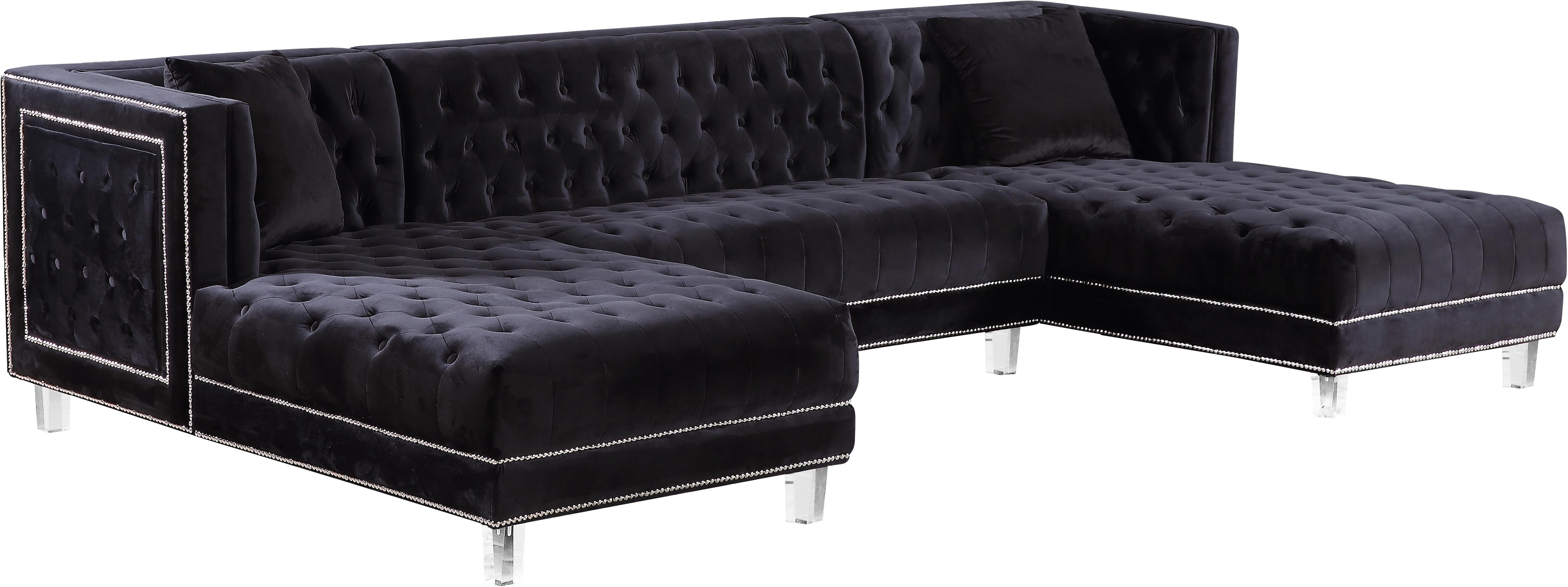 Moda Black Velvet 3pc. Sectional - Luxe Home Furnishings (Jersey City, NJ)