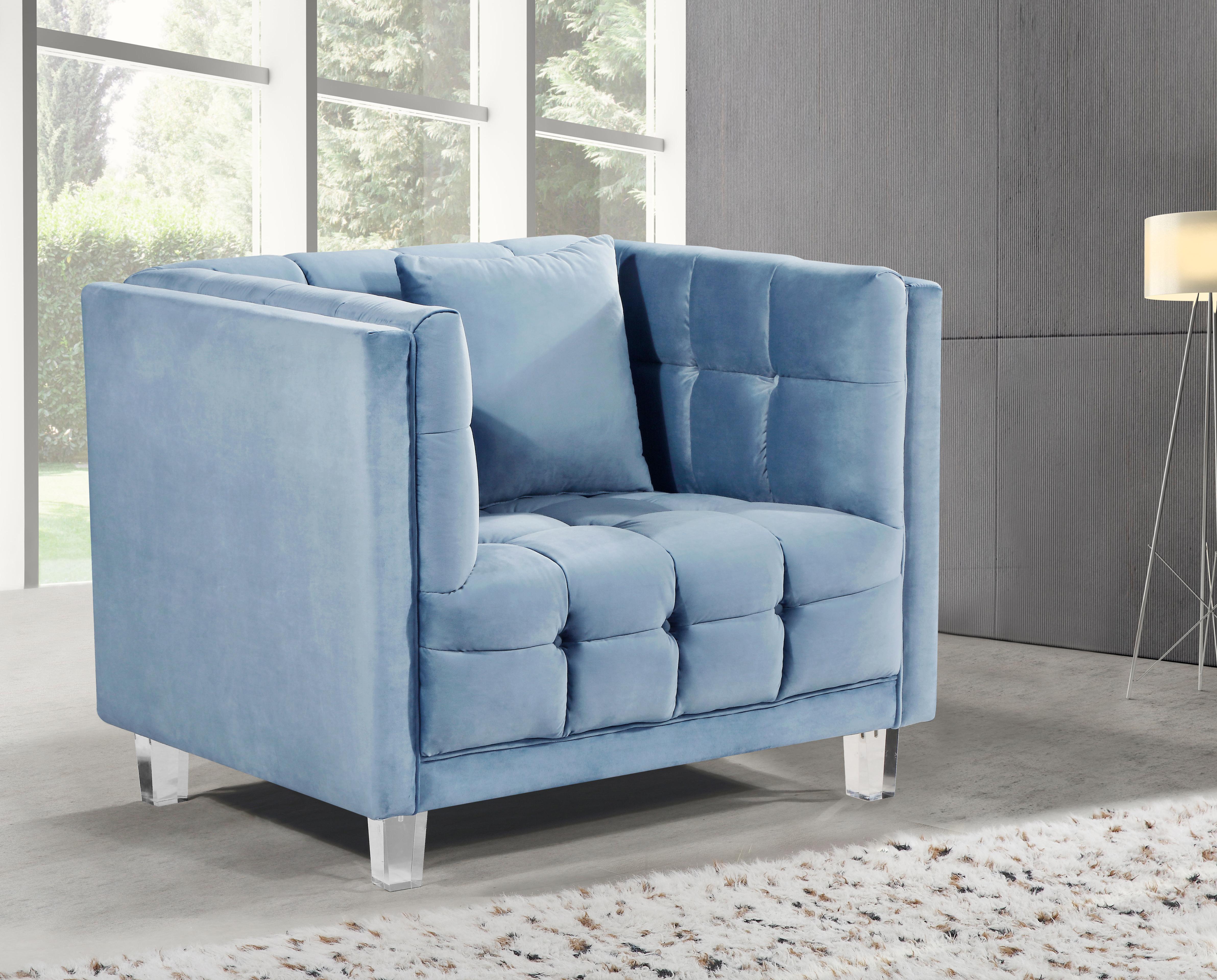 Mariel Sky Blue Velvet Chair - Luxe Home Furnishings (Jersey City, NJ)