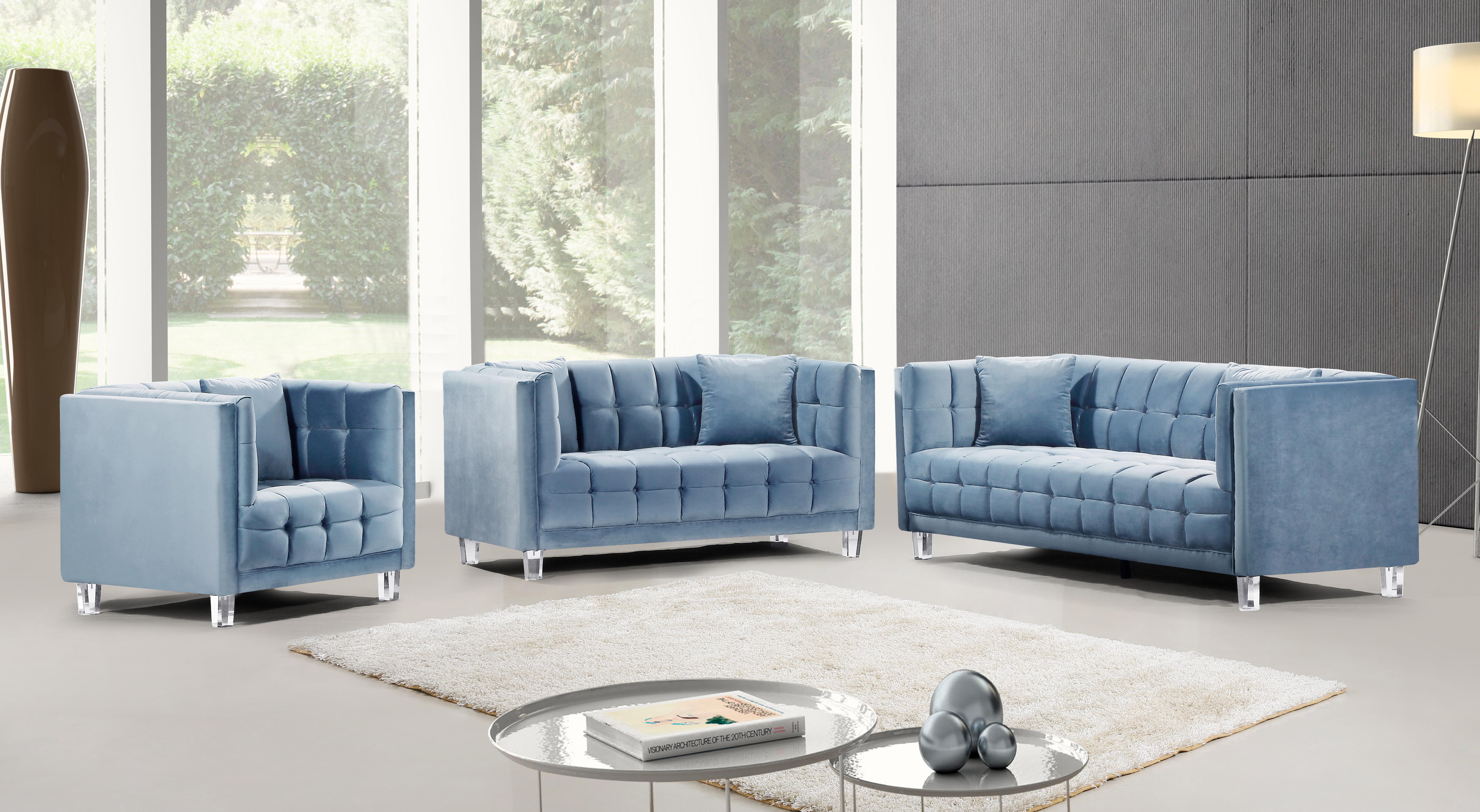 Mariel Sky Blue Velvet Chair - Luxe Home Furnishings (Jersey City, NJ)