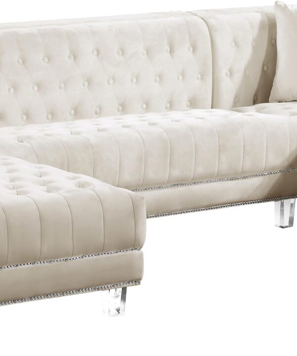 Moda Cream Velvet 3pc. Sectional - Luxe Home Furnishings (Jersey City, NJ)
