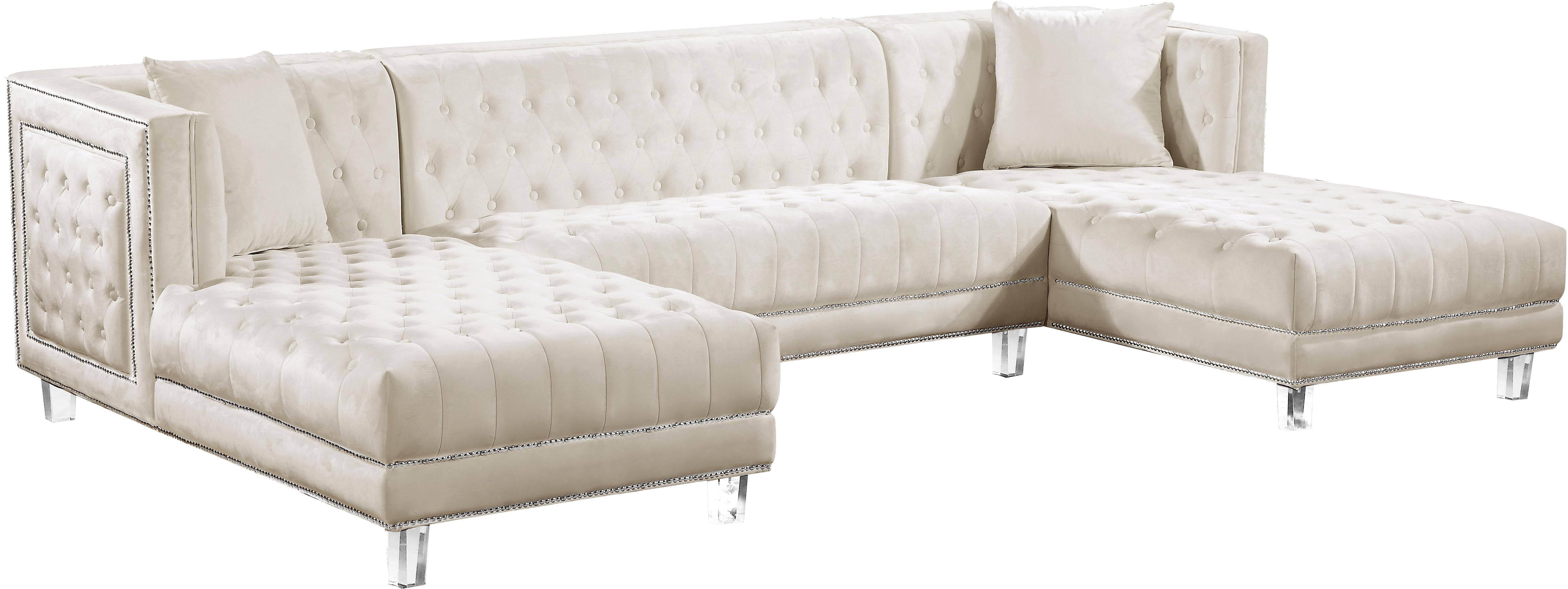 Moda Cream Velvet 3pc. Sectional - Luxe Home Furnishings (Jersey City, NJ)