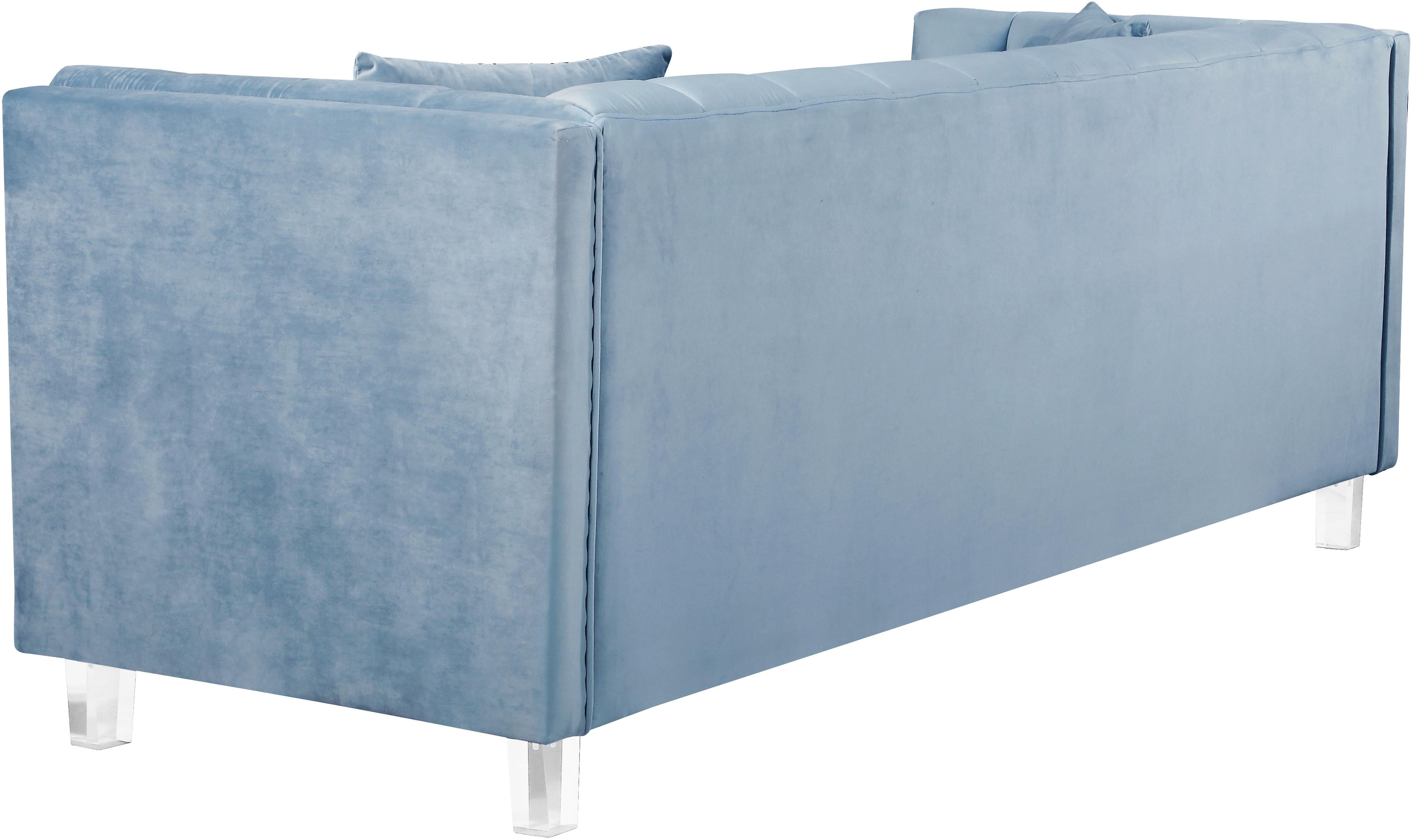 Mariel Sky Blue Velvet Loveseat - Luxe Home Furnishings (Jersey City, NJ)