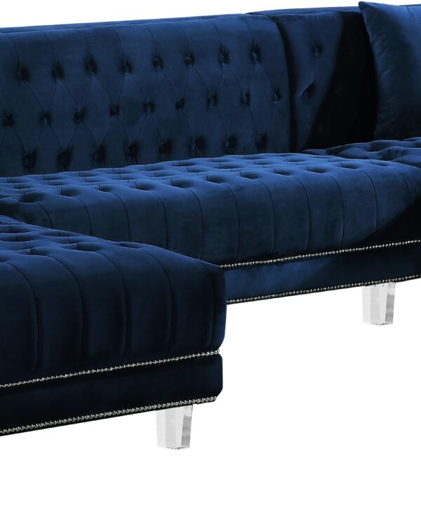 Moda Navy Velvet 3pc. Sectional - Luxe Home Furnishings (Jersey City, NJ)