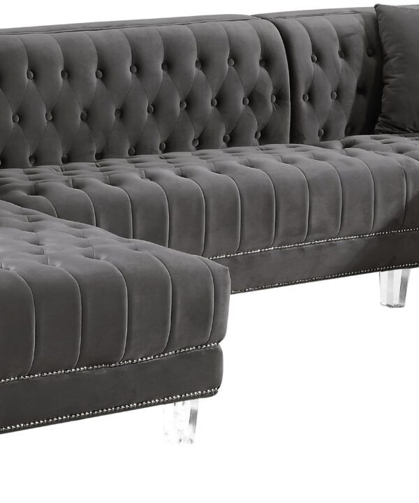 Moda Grey Velvet 3pc. Sectional - Luxe Home Furnishings (Jersey City, NJ)
