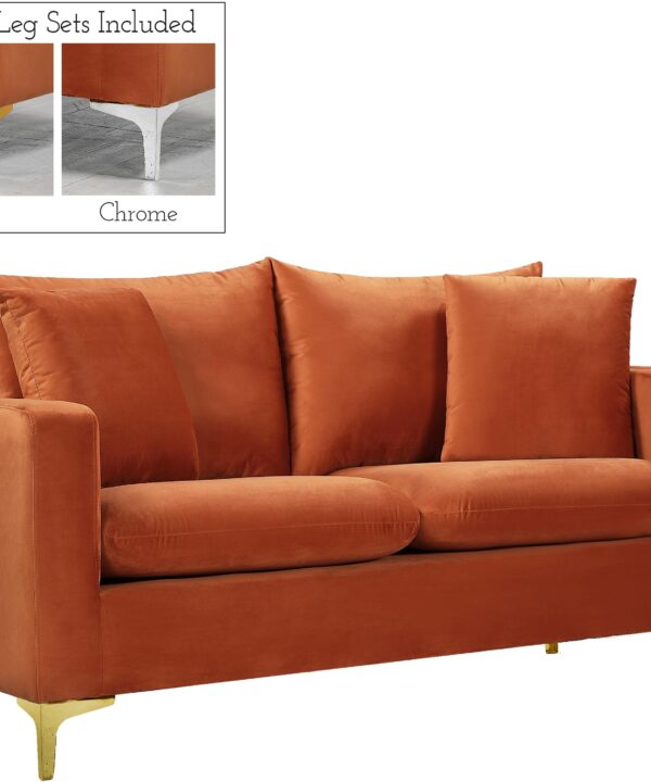 Naomi Cognac Velvet Loveseat - Luxe Home Furnishings (Jersey City, NJ)