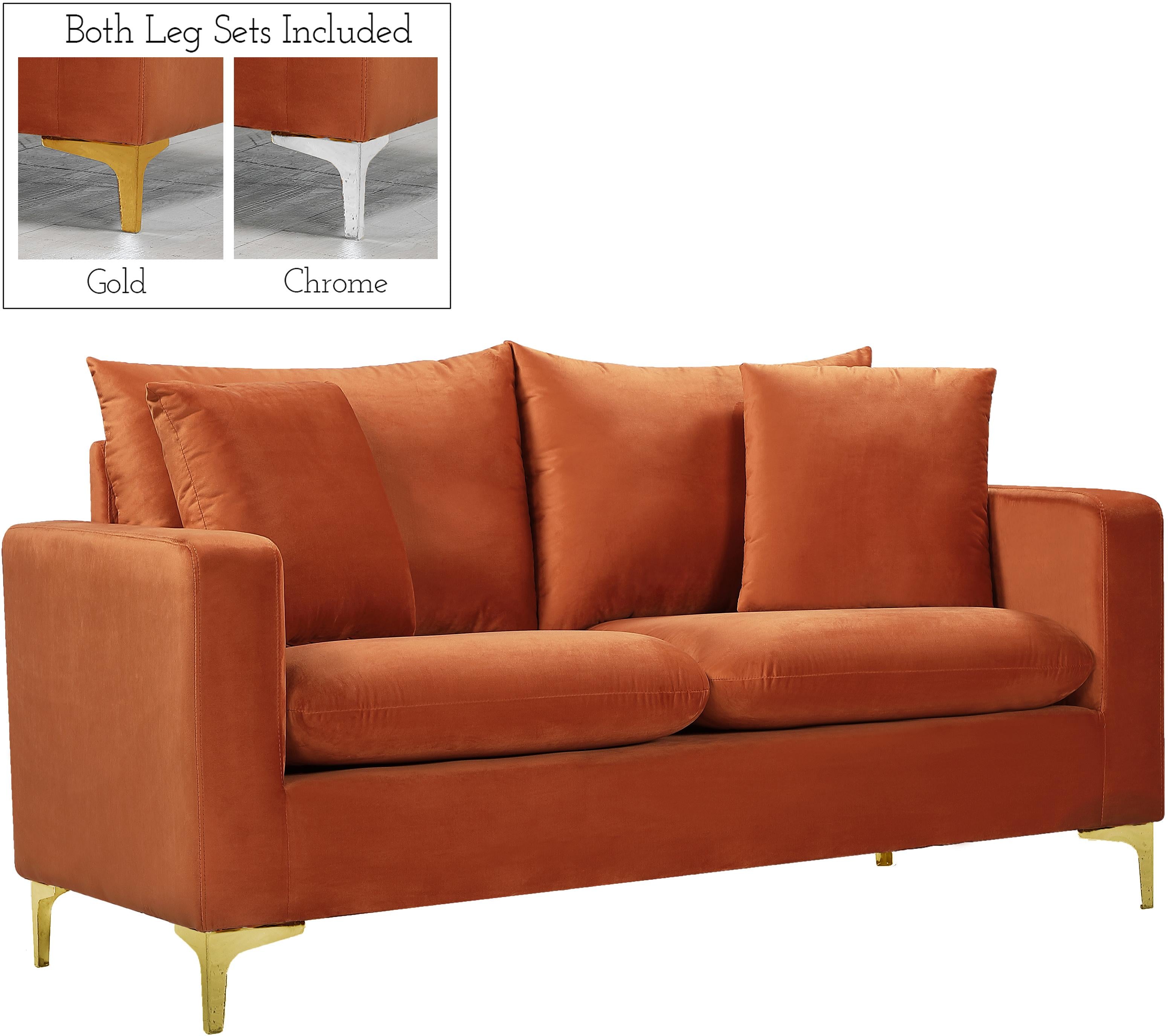 Naomi Cognac Velvet Loveseat - Luxe Home Furnishings (Jersey City, NJ)
