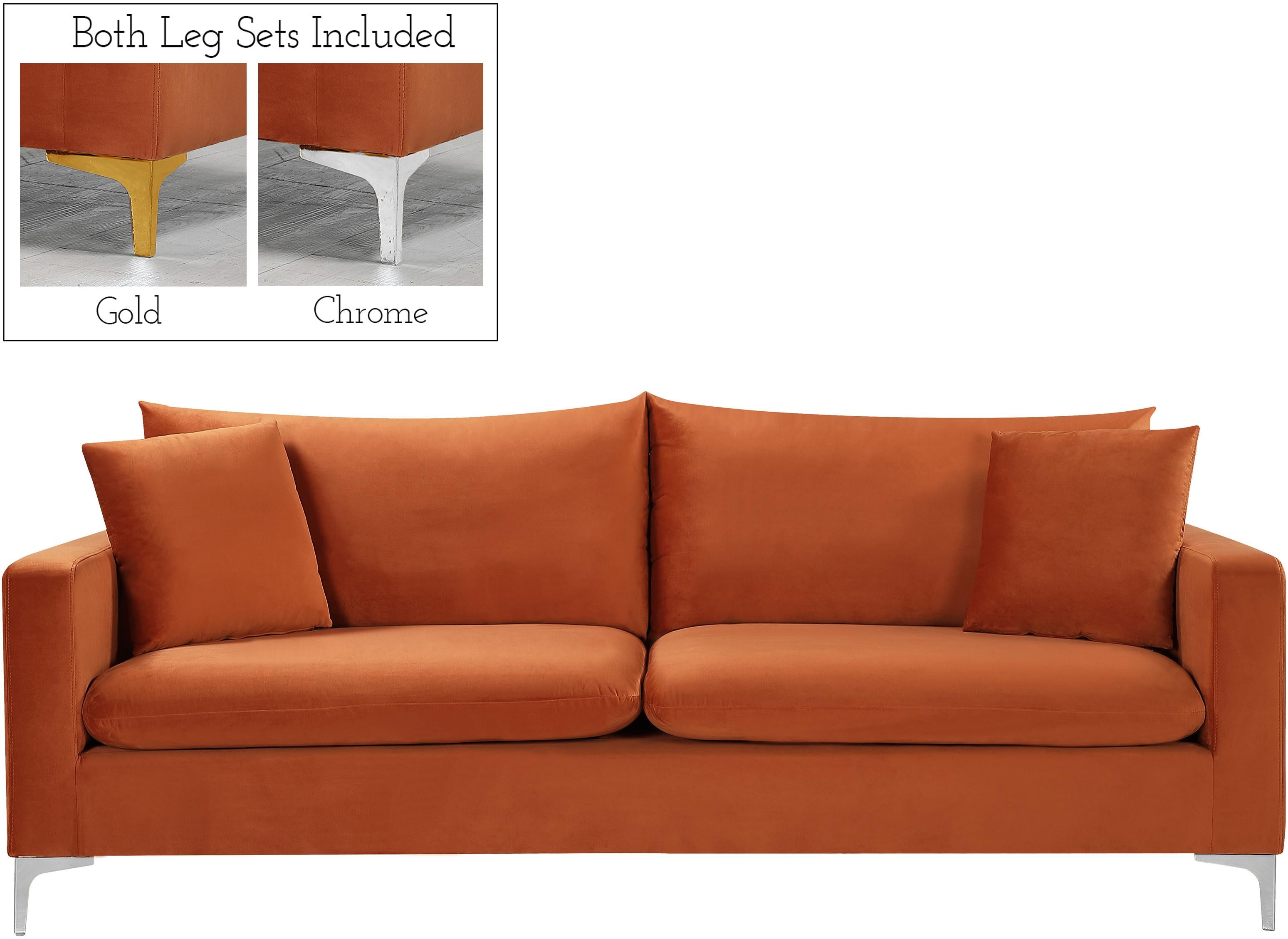 Naomi Cognac Velvet Sofa - Luxe Home Furnishings (Jersey City, NJ)