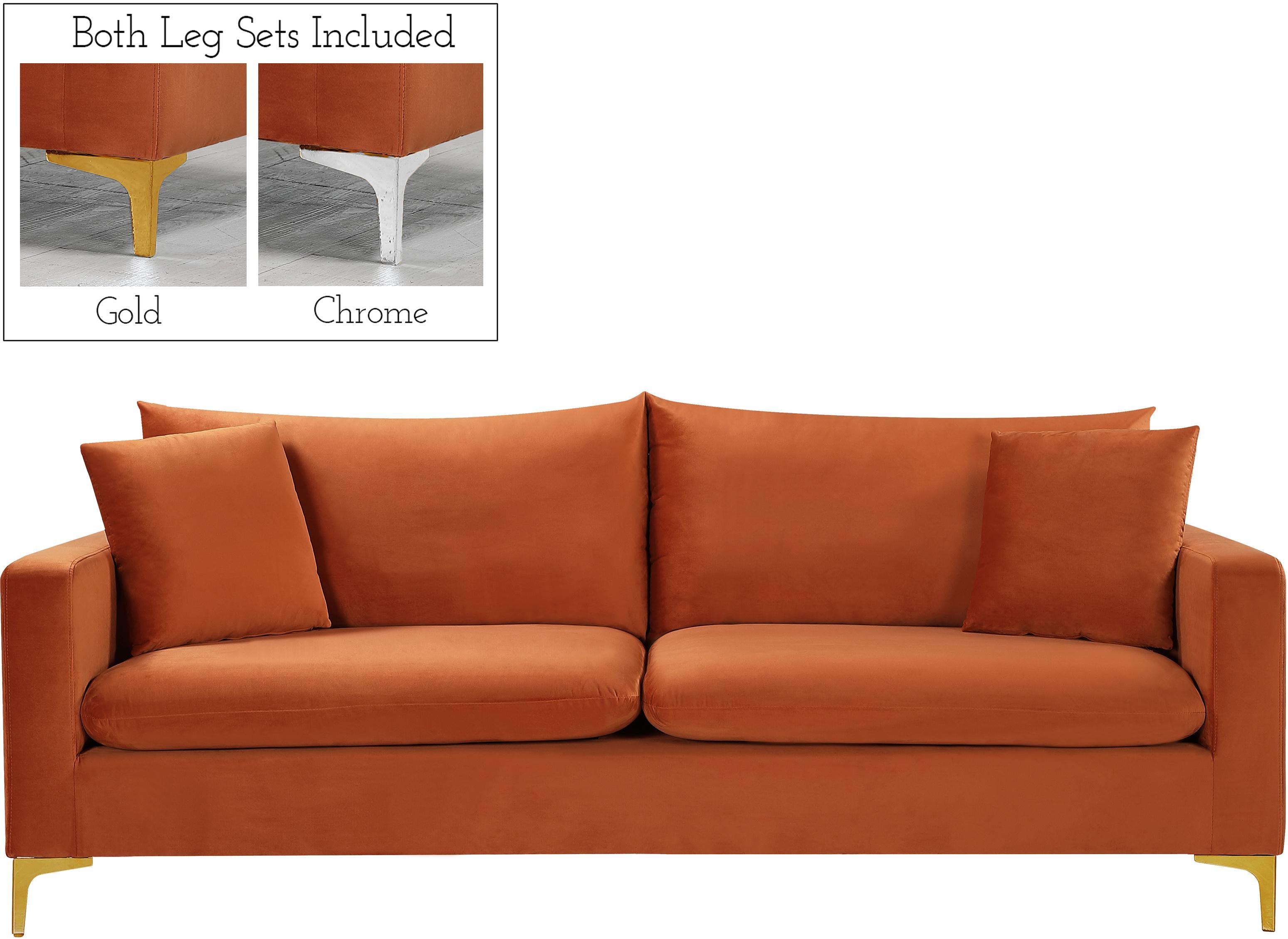 Naomi Cognac Velvet Sofa - Luxe Home Furnishings (Jersey City, NJ)
