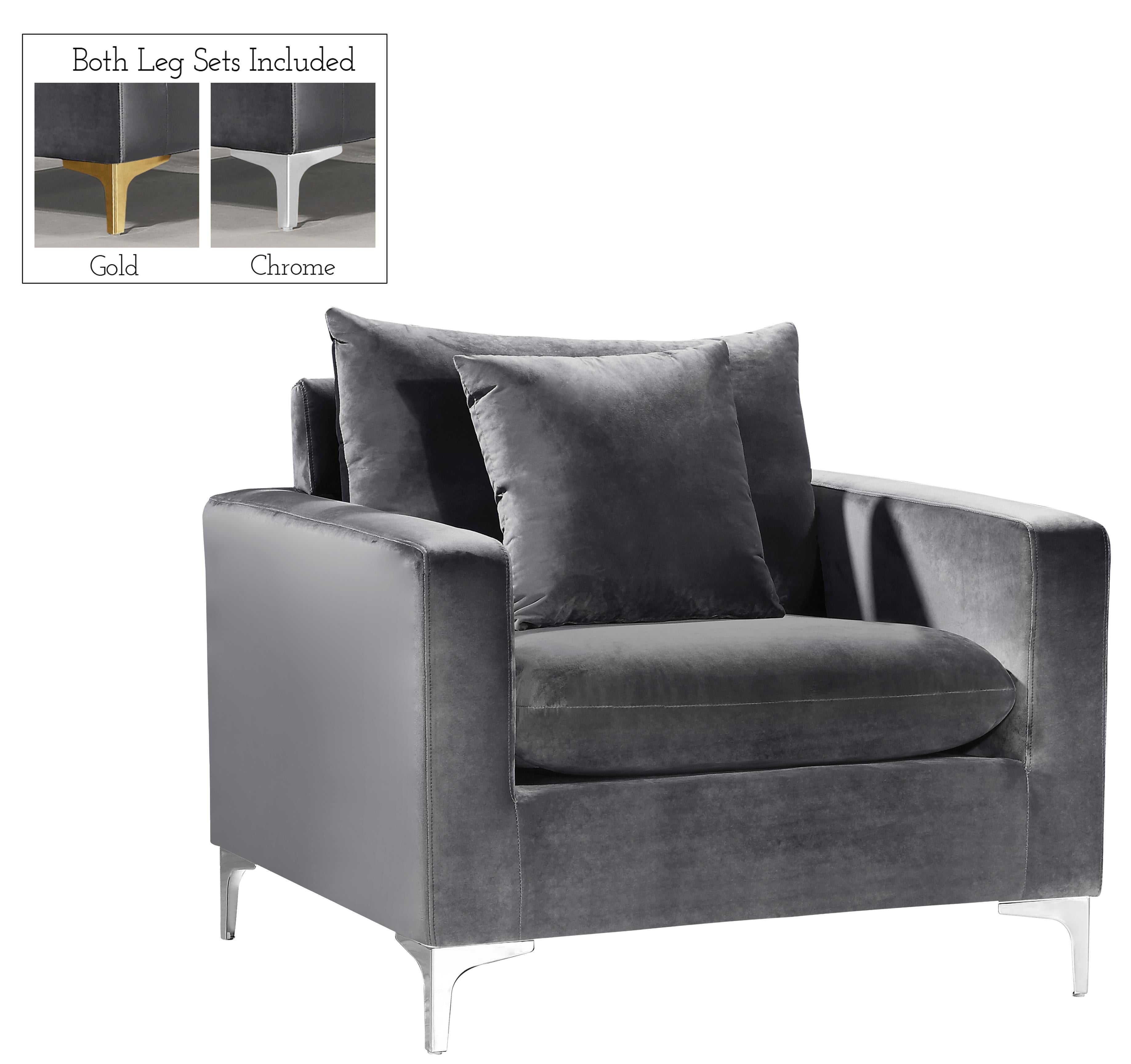 Naomi Grey Velvet Chair - Luxe Home Furnishings (Jersey City, NJ)
