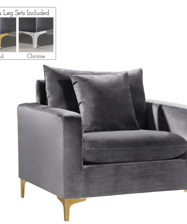 Naomi Grey Velvet Chair - Luxe Home Furnishings (Jersey City, NJ)