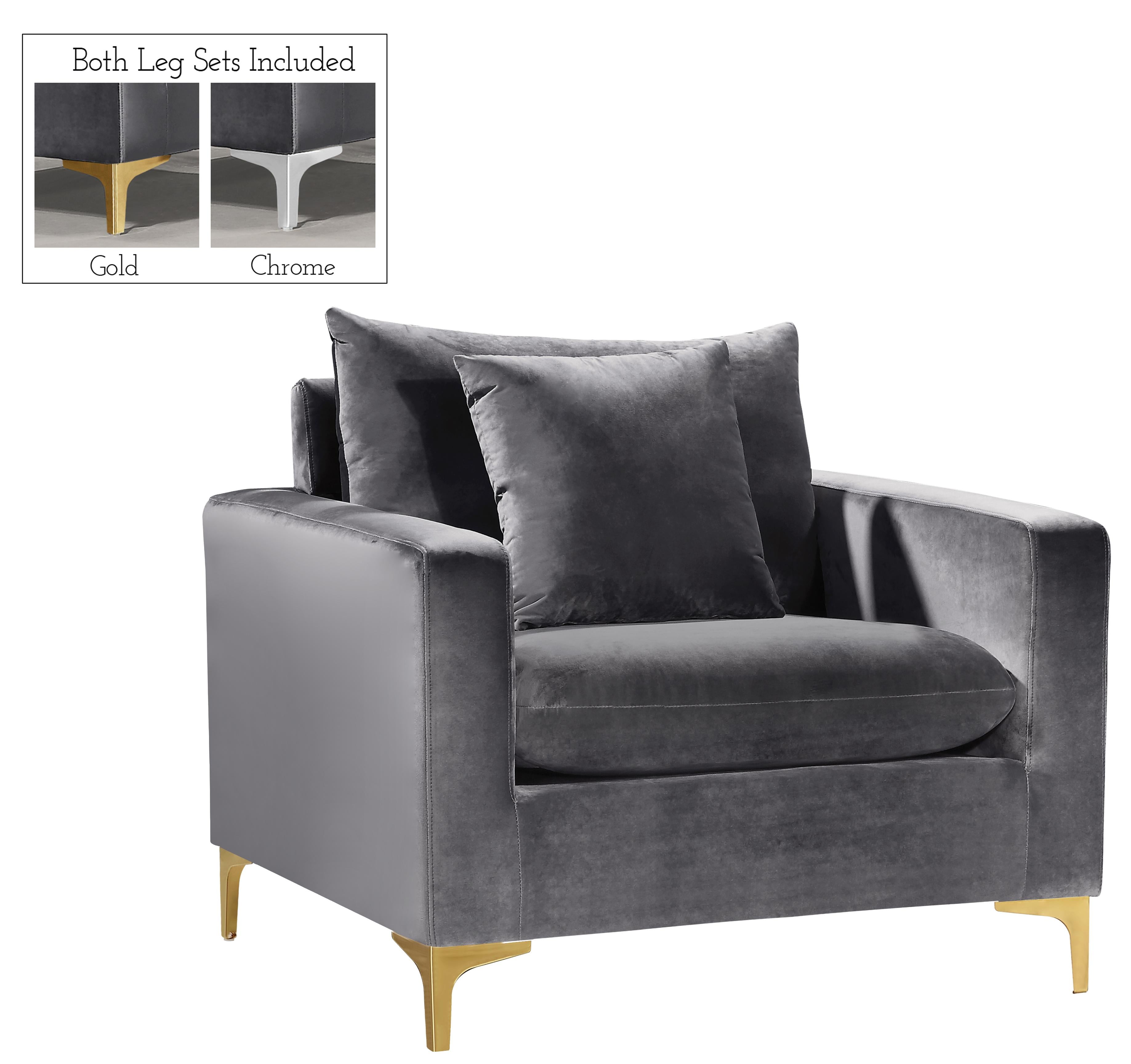 Naomi Grey Velvet Chair - Luxe Home Furnishings (Jersey City, NJ)