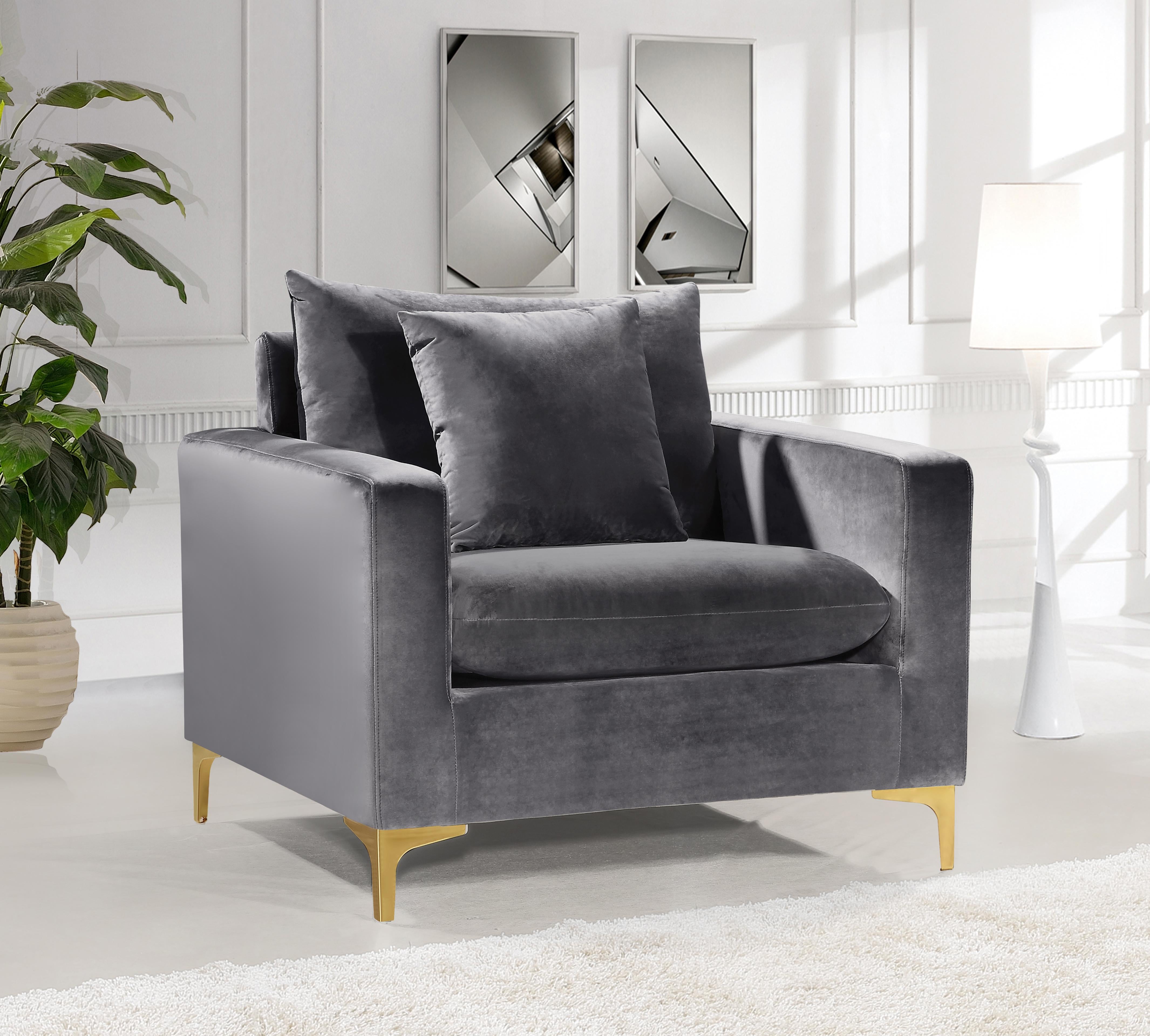 Naomi Grey Velvet Chair - Luxe Home Furnishings (Jersey City, NJ)