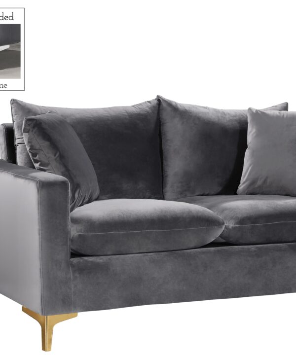 Naomi Grey Velvet Loveseat - Luxe Home Furnishings (Jersey City, NJ)