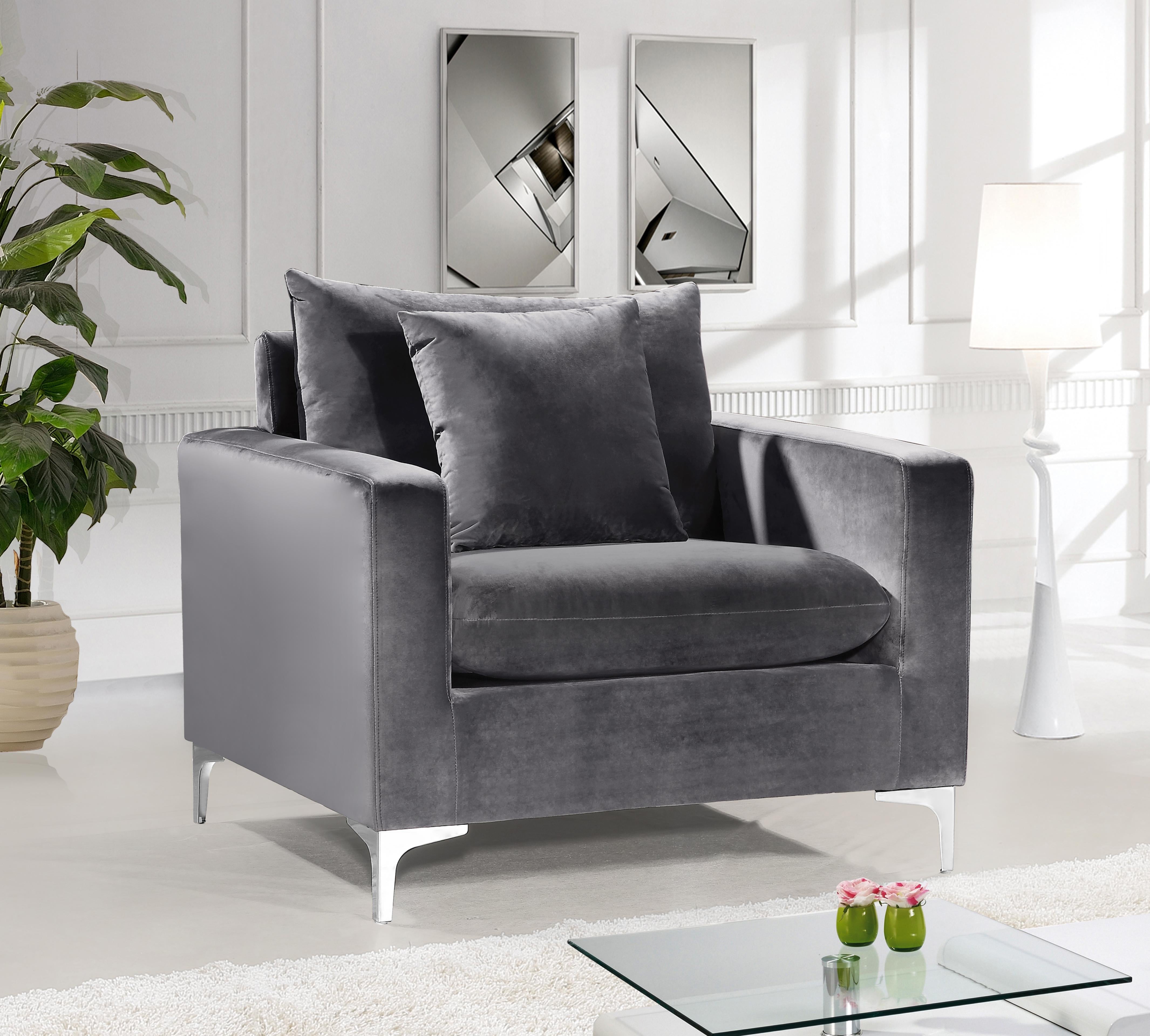Naomi Grey Velvet Chair - Luxe Home Furnishings (Jersey City, NJ)