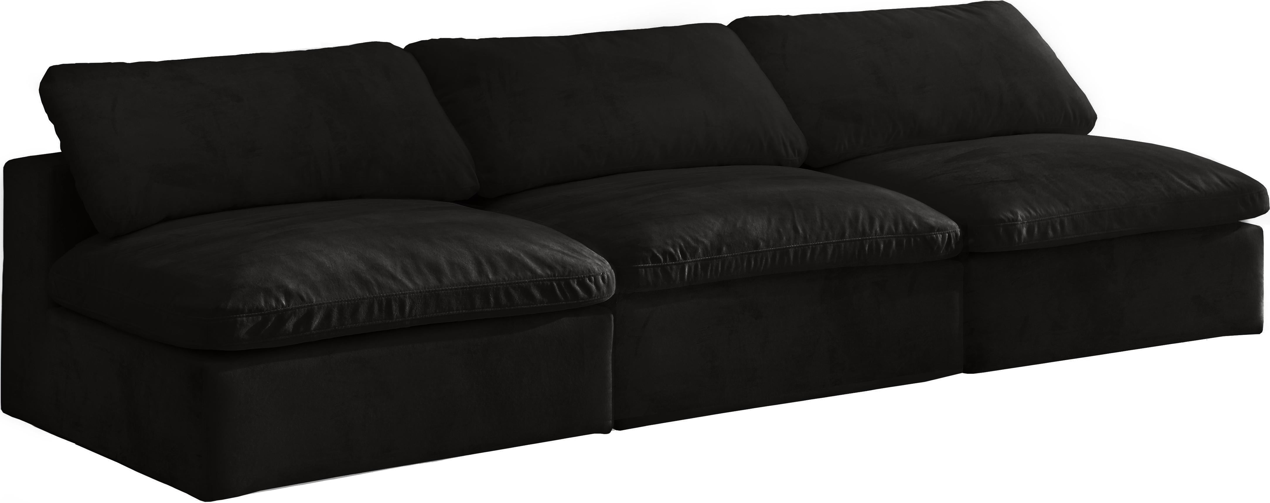 Cozy Black Velvet Cloud Modular Armless Sofa - Luxe Home Furnishings (Jersey City, NJ)