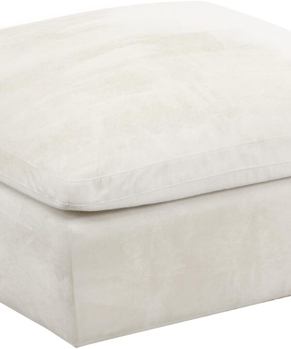 Cozy Cream Velvet Ottoman - Luxe Home Furnishings (Jersey City, NJ)