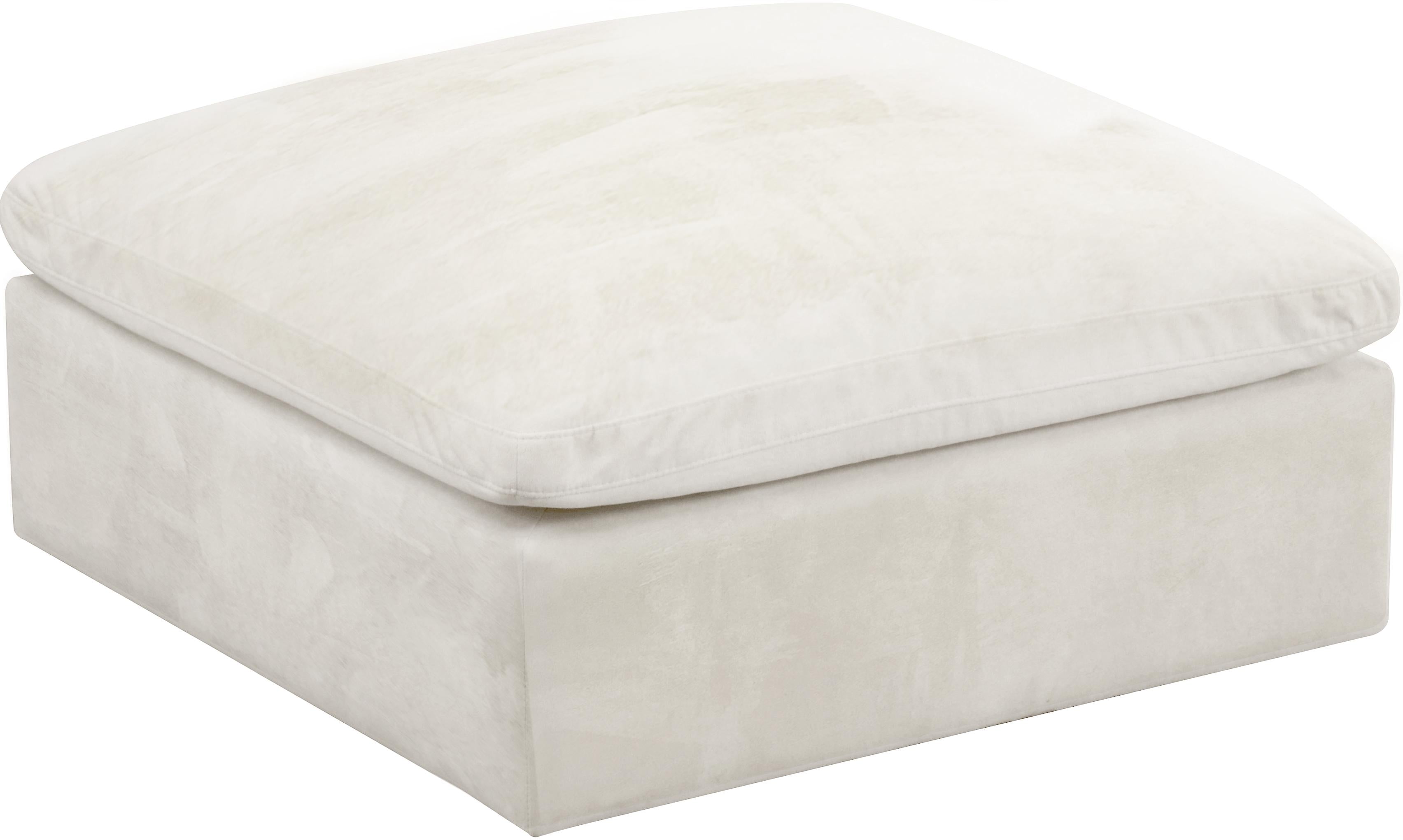Cozy Cream Velvet Ottoman - Luxe Home Furnishings (Jersey City, NJ)