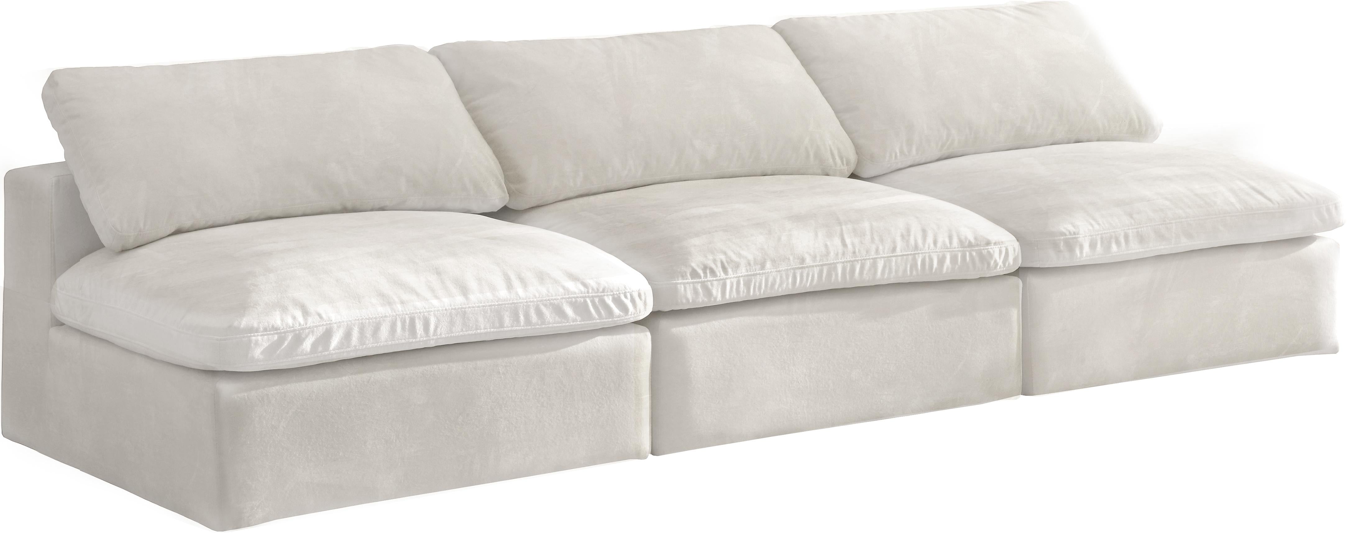 Cozy Cream Velvet Cloud Modular Armless Sofa - Luxe Home Furnishings (Jersey City, NJ)
