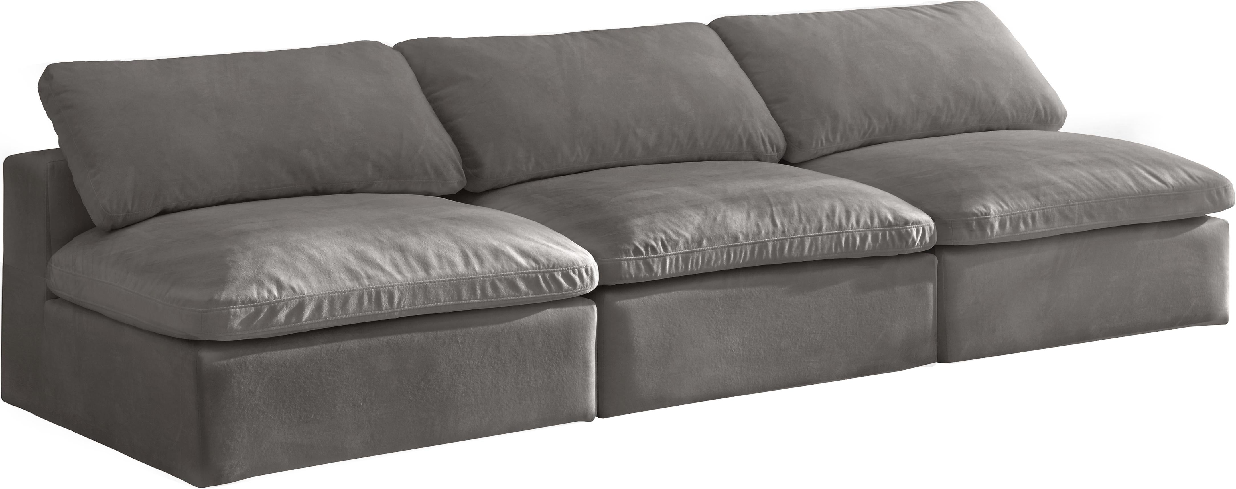 Cozy Grey Velvet Cloud Modular Armless Sofa - Luxe Home Furnishings (Jersey City, NJ)