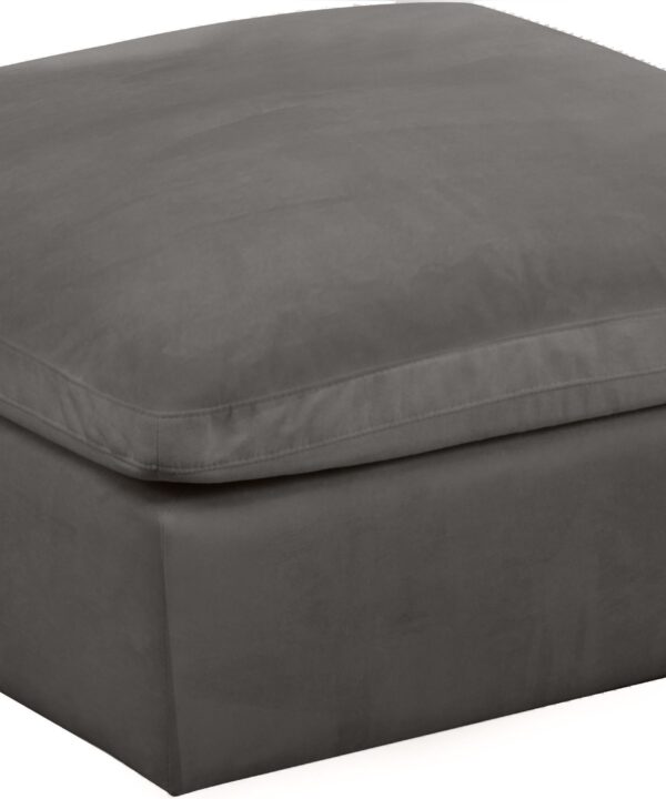 Cozy Grey Velvet Ottoman - Luxe Home Furnishings (Jersey City, NJ)