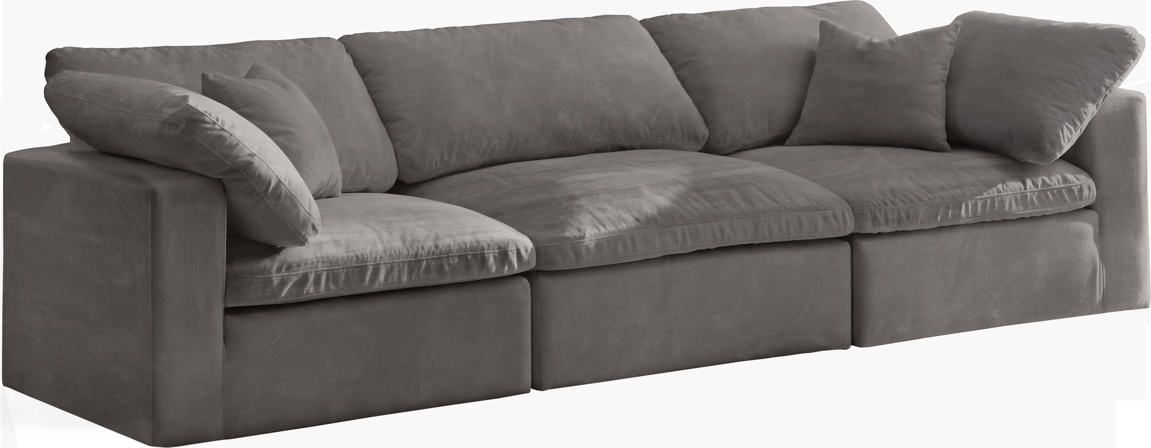Cozy Grey Velvet Cloud Modular Sofa - Luxe Home Furnishings (Jersey City, NJ)