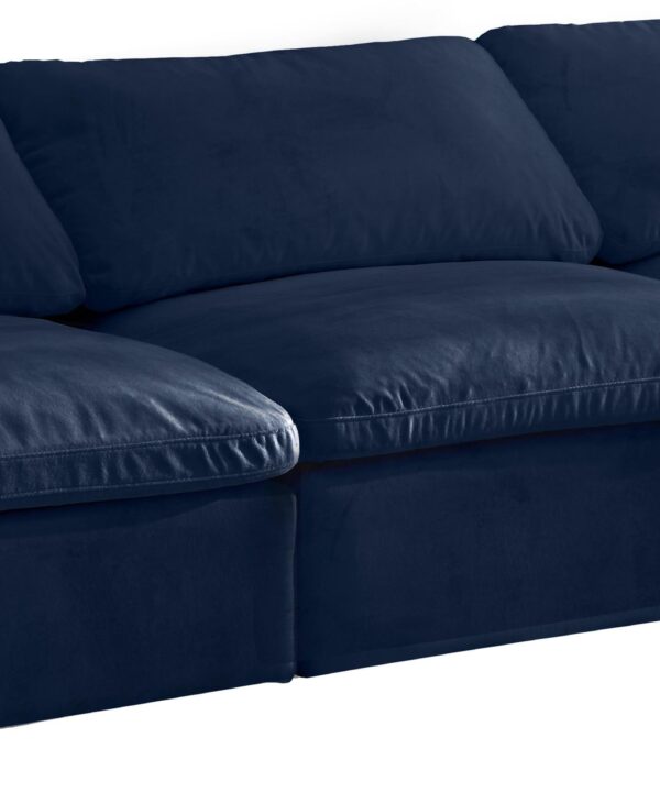 Cozy Navy Velvet Cloud Modular Armless Sofa - Luxe Home Furnishings (Jersey City, NJ)