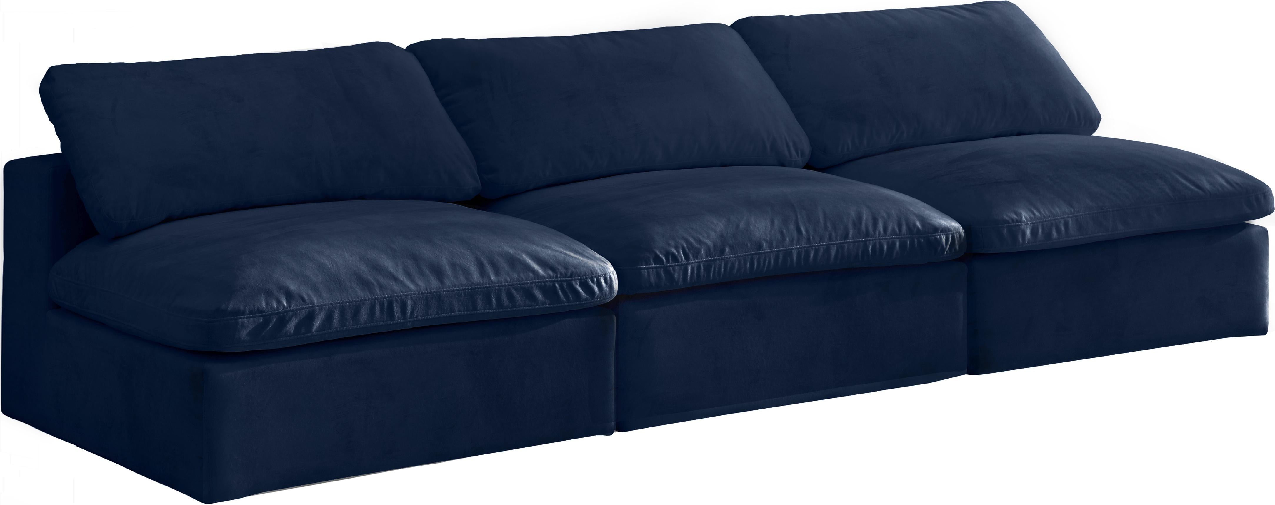Cozy Navy Velvet Cloud Modular Armless Sofa - Luxe Home Furnishings (Jersey City, NJ)
