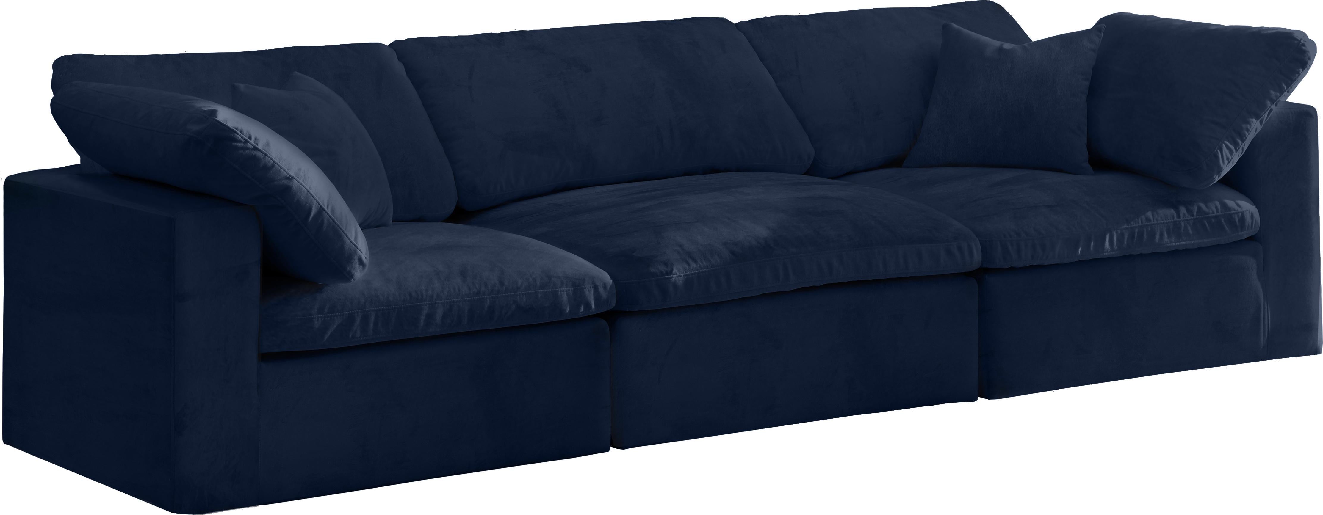 Cozy Navy Velvet Cloud Modular Sofa - Luxe Home Furnishings (Jersey City, NJ)