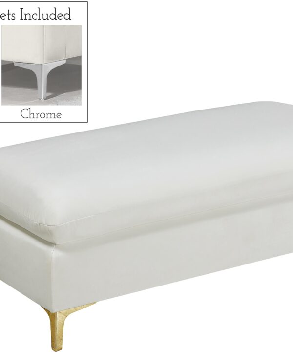 Naomi Cream Velvet Ottoman - Luxe Home Furnishings (Jersey City, NJ)