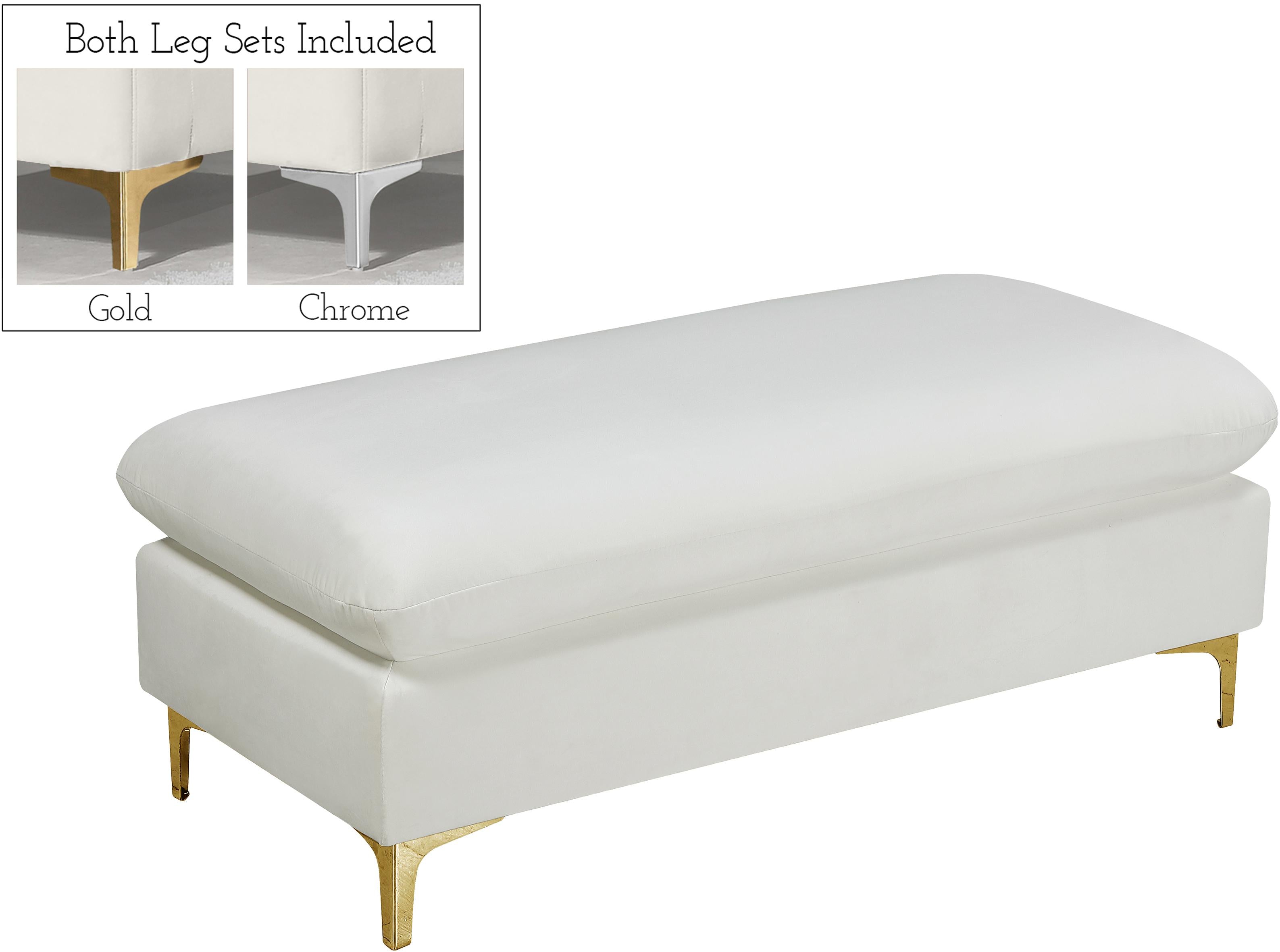 Naomi Cream Velvet Ottoman - Luxe Home Furnishings (Jersey City, NJ)