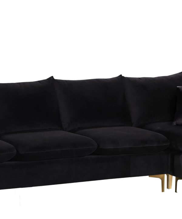 Naomi Black Velvet 2pc. Reversible Sectional - Luxe Home Furnishings (Jersey City, NJ)