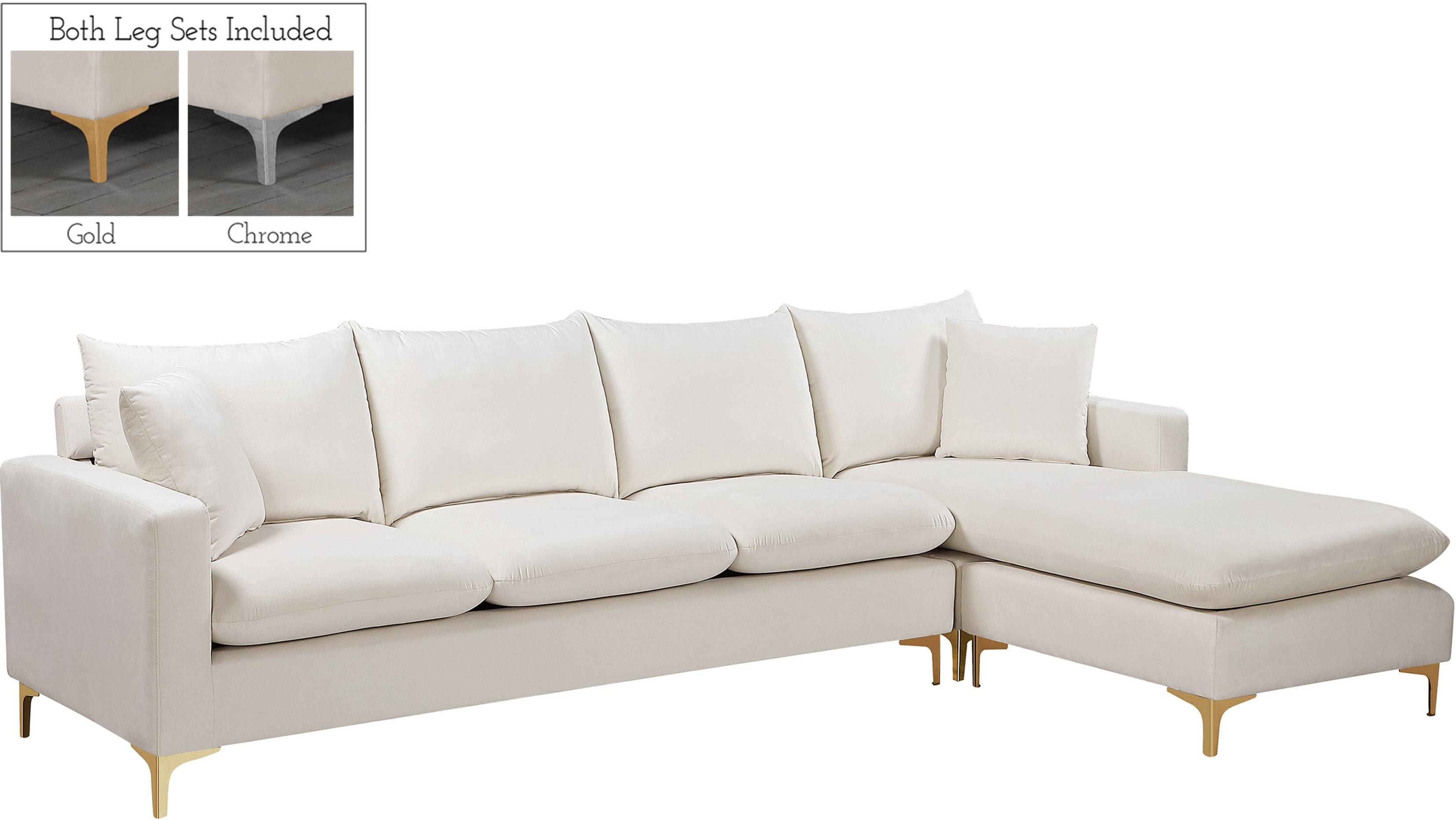 Naomi Cream Velvet 2pc. Reversible Sectional - Luxe Home Furnishings (Jersey City, NJ)