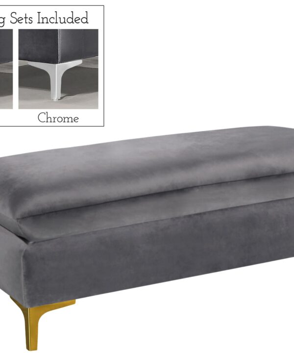 Naomi Grey Velvet Ottoman - Luxe Home Furnishings (Jersey City, NJ)
