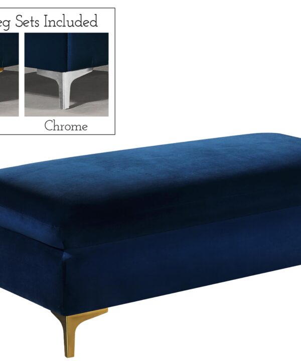 Naomi Navy Velvet Ottoman - Luxe Home Furnishings (Jersey City, NJ)