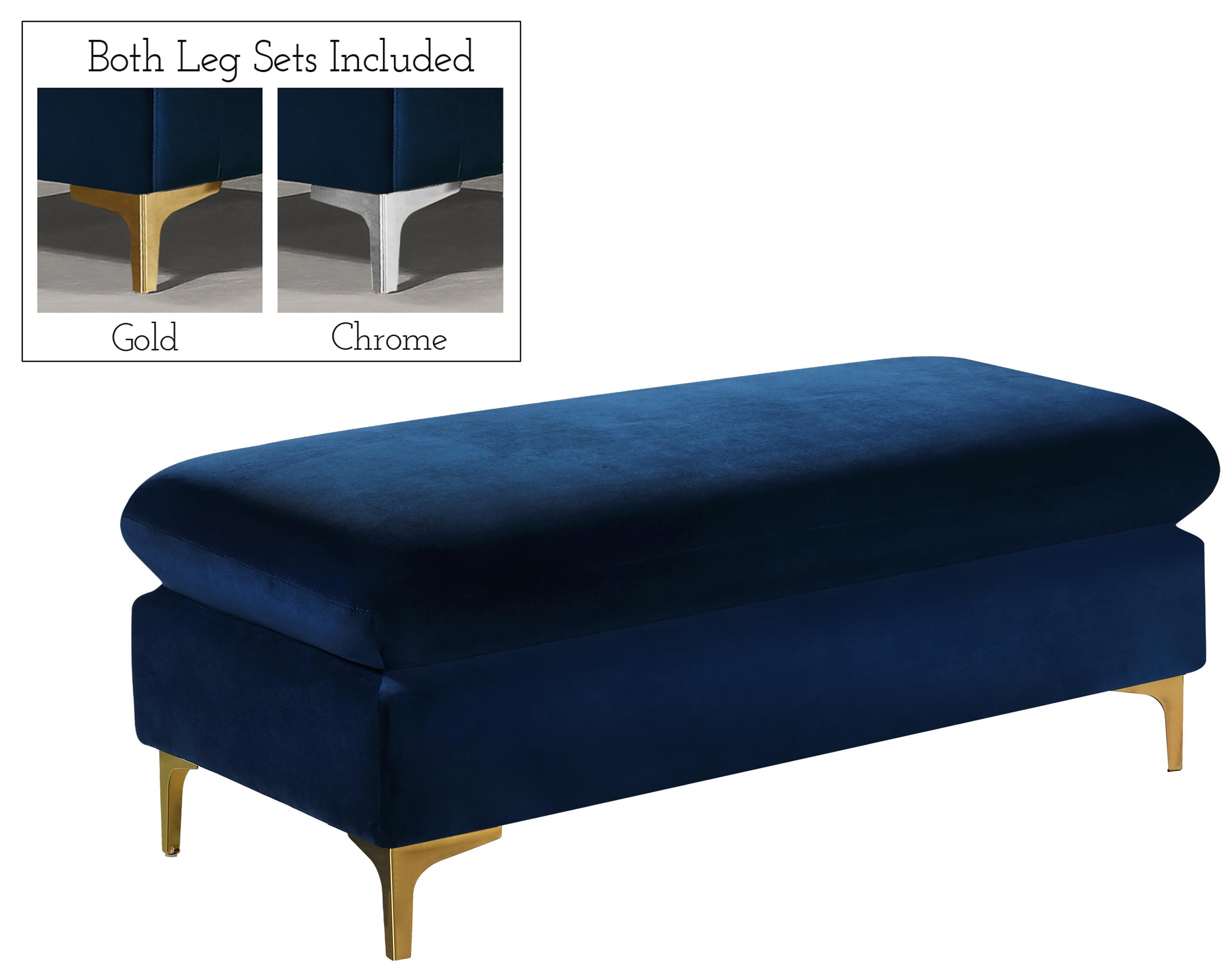 Naomi Navy Velvet Ottoman - Luxe Home Furnishings (Jersey City, NJ)
