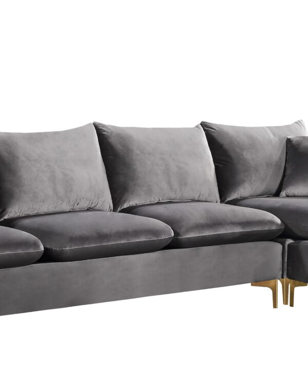 Naomi Grey Velvet 2pc. Reversible Sectional - Luxe Home Furnishings (Jersey City, NJ)