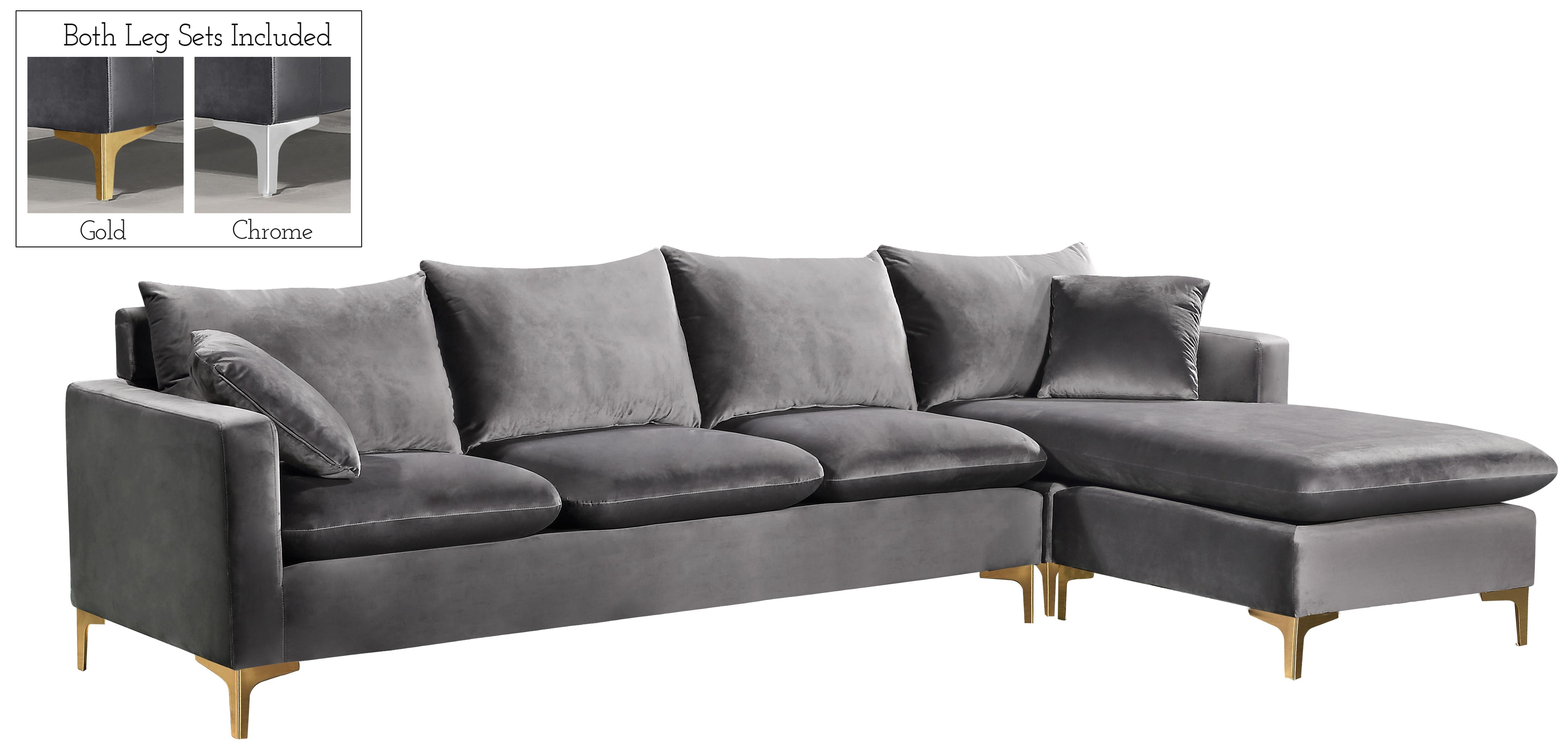 Naomi Grey Velvet 2pc. Reversible Sectional - Luxe Home Furnishings (Jersey City, NJ)